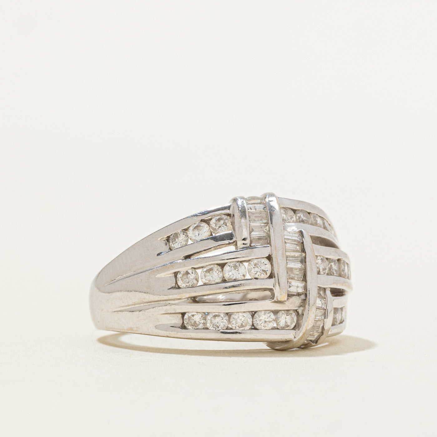 14k Channel Set Diamond Multi Row Ring | 0.90ctw | SZ 7