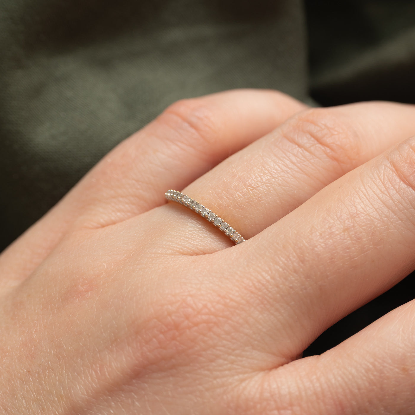 14k Yellow Gold Semi Eternity Diamond Band | SZ 6.0