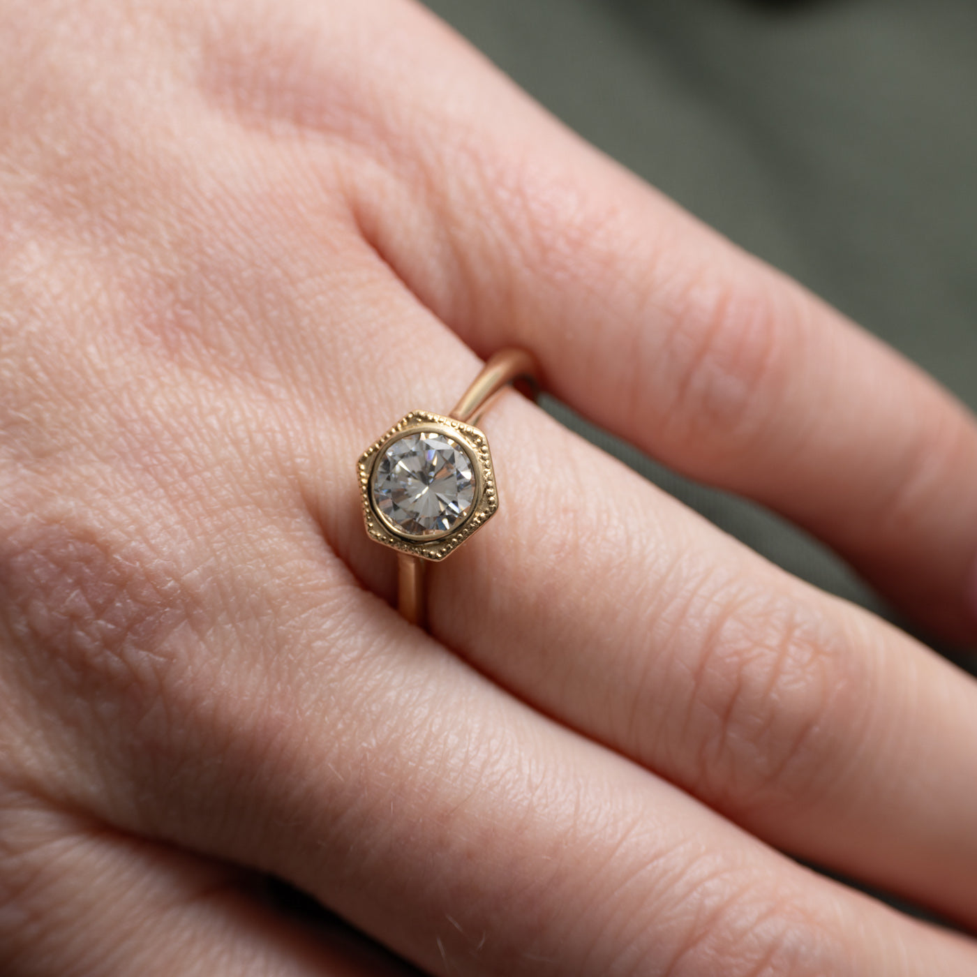 '100 Ways' 14k Yellow Hexagon Diamond Ring | 1.04ct | SZ 7