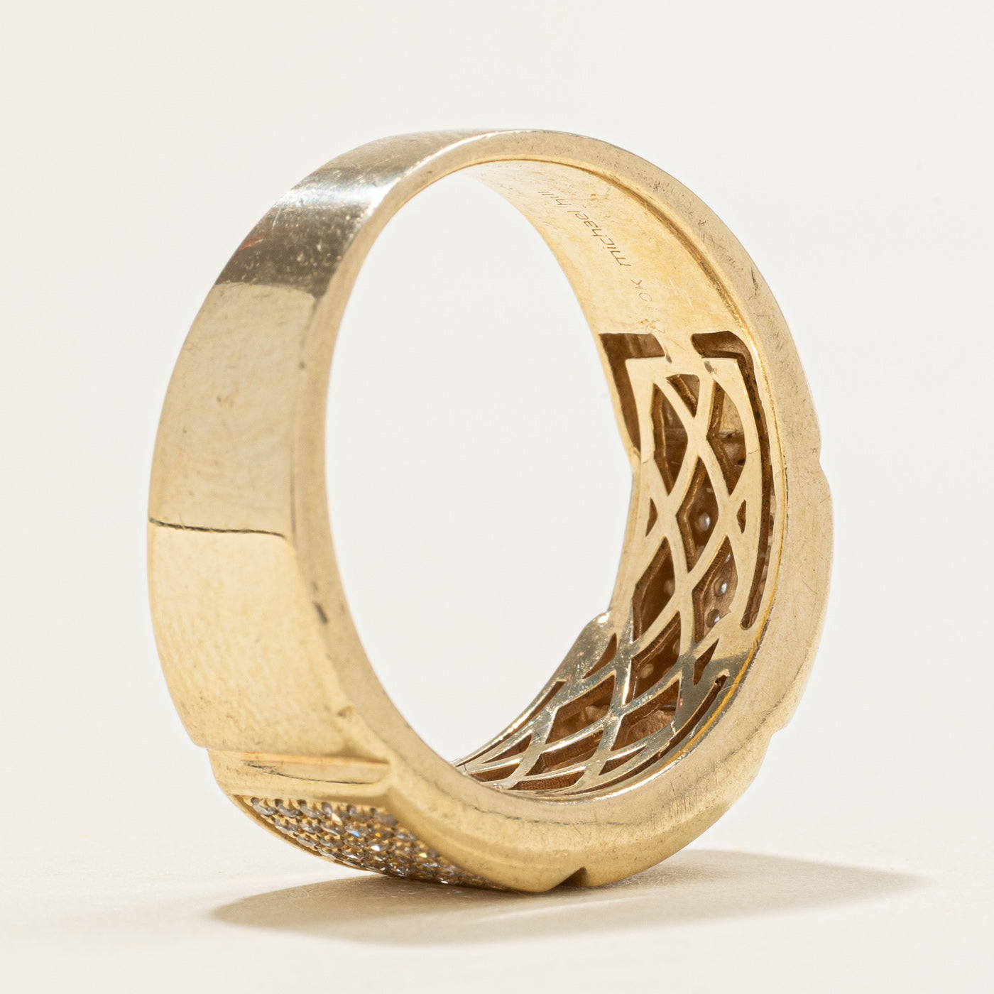 Bague triple grille en or 10 carats sertie de diamants | 6,80 ct au total | Taille 9,0