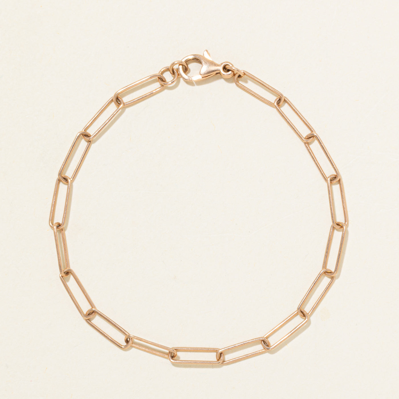 18k Rose Gold Paperclip Chain Bracelet | 6"