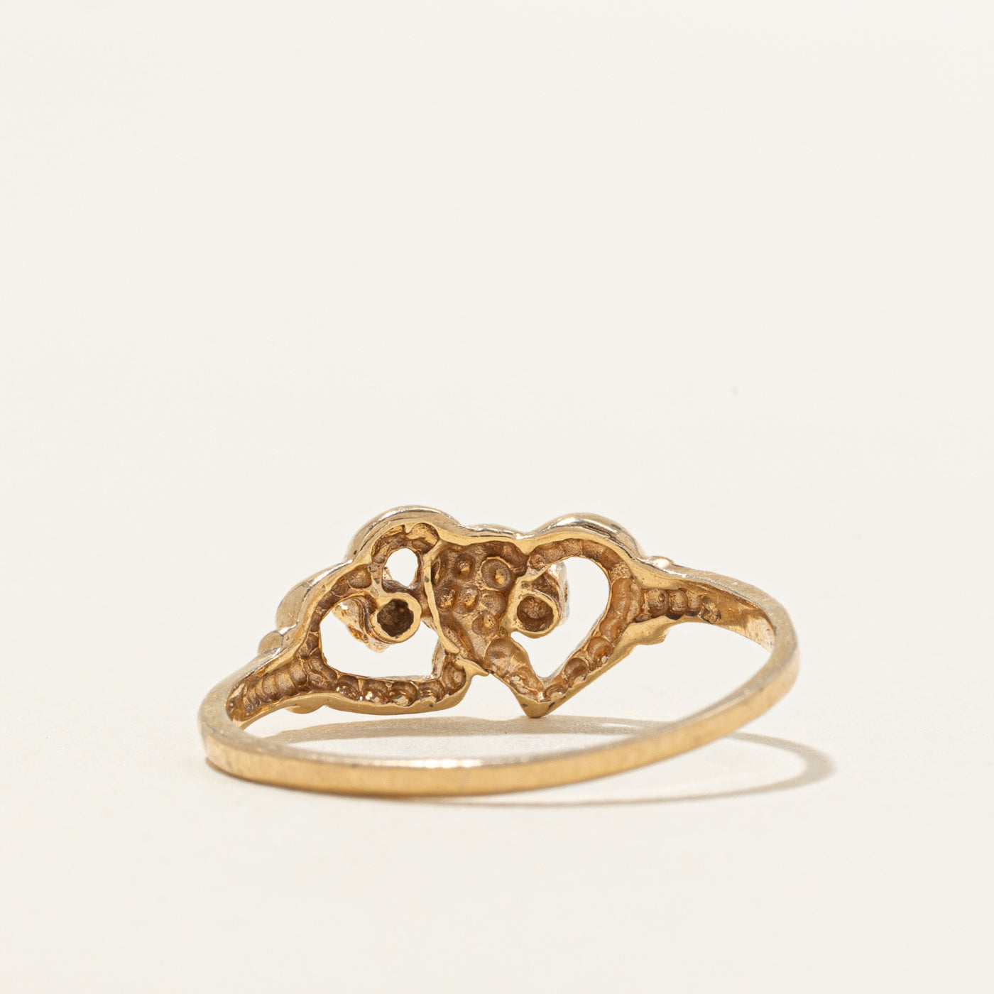 10K Diamond Double Heart Ring | SZ 7.0