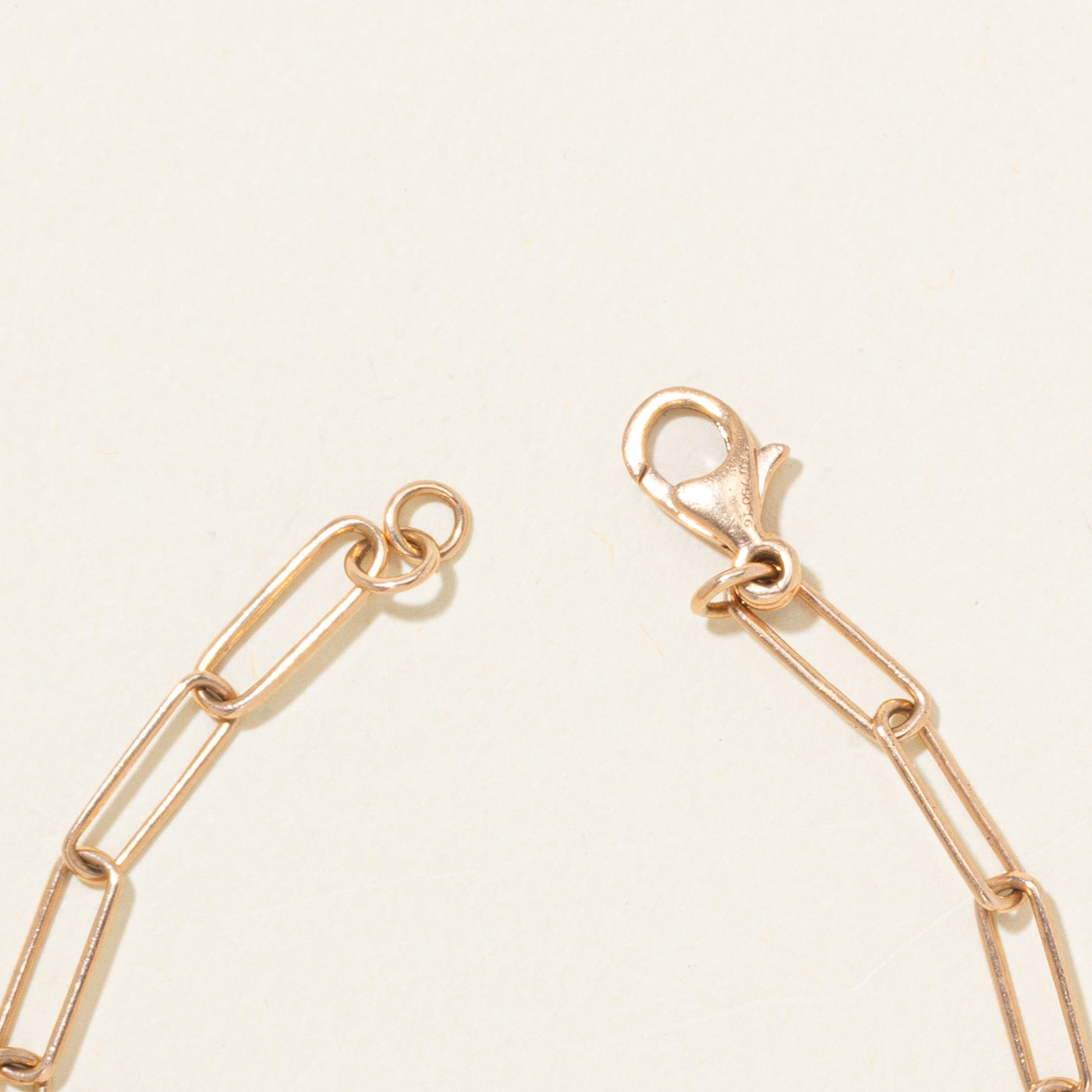 18k Rose Gold Paperclip Chain Bracelet | 6"