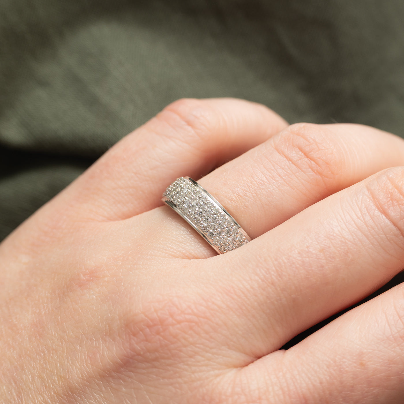 14K Semi Eternity Pavé Set Diamond Band | 0.90ctw | SZ 6.75