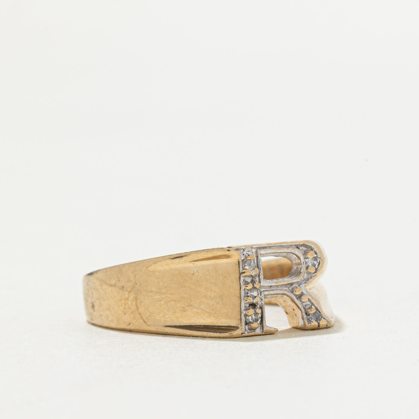 10k Diamond "R" Initial Ring | SZ 8