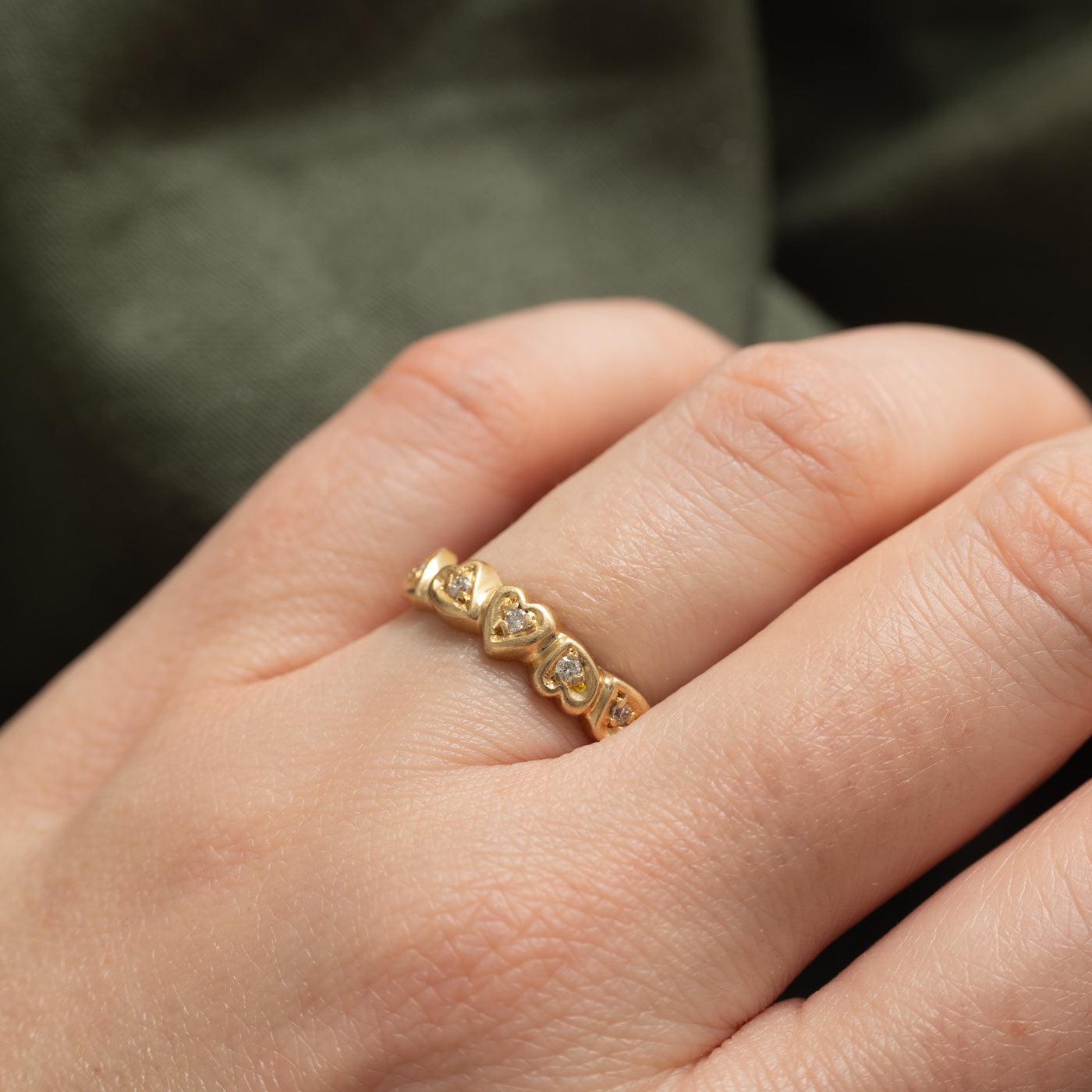 14K Diamond Hearts Band | SZ 6.75