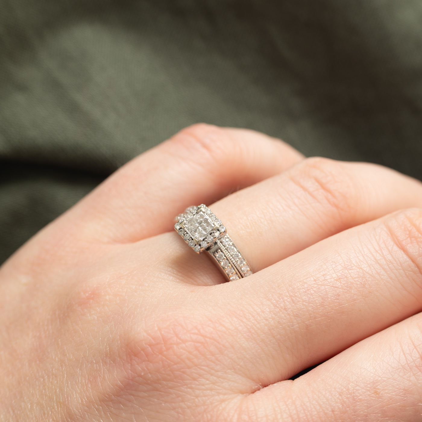 Bague halo en or 14 carats sertie de diamants illusion | 0,50 ct | Taille 5,0