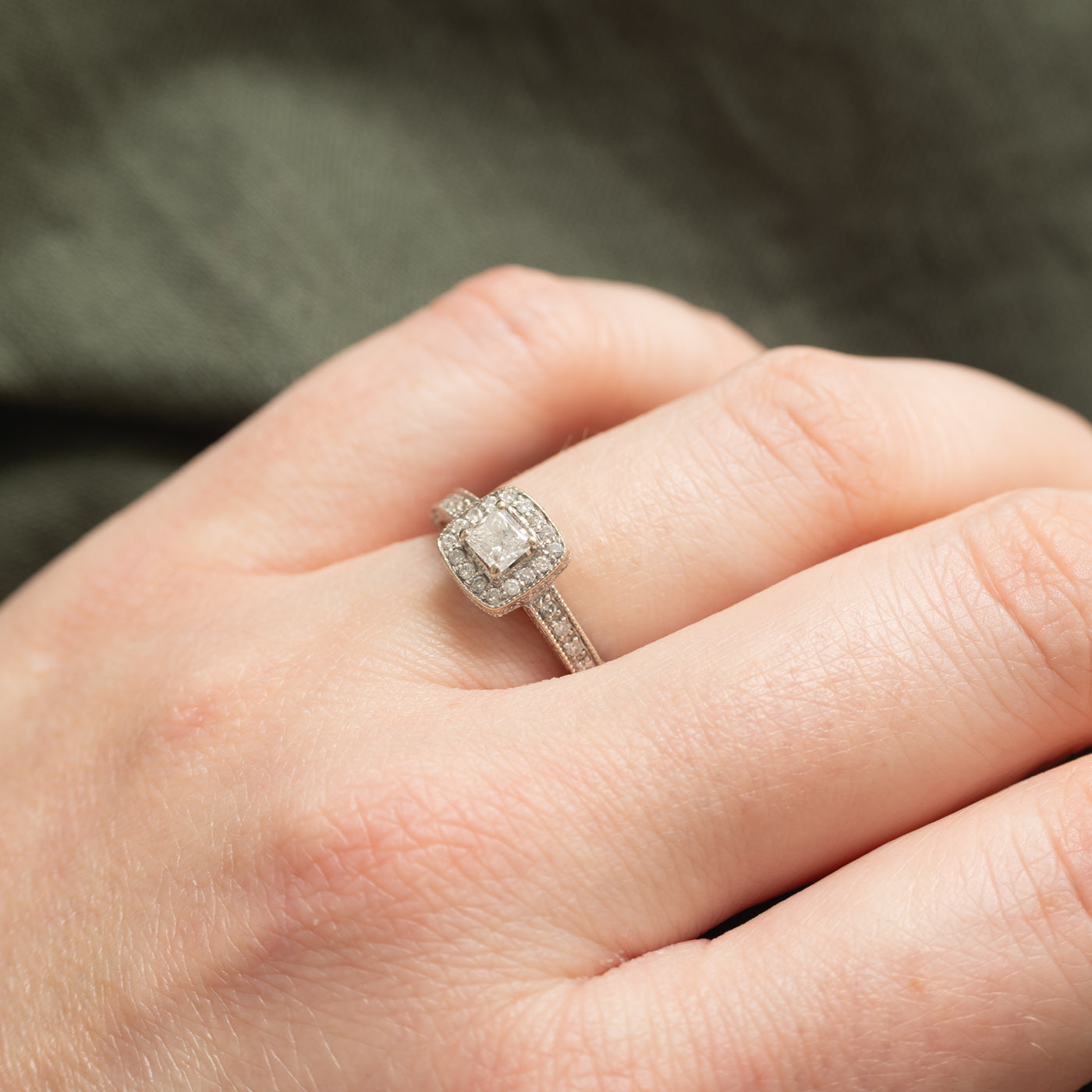 14K Princess Cut Diamond Halo Ring | 0.45ctw | SZ 5.25