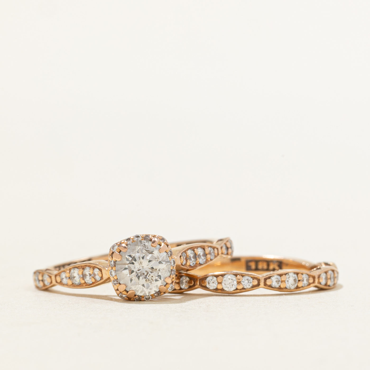 ‘Tacori’ 18k Diamond Halo Wedding Ring Set | 0.51ct  I2 F/G, 0.44ctw | SZ 6