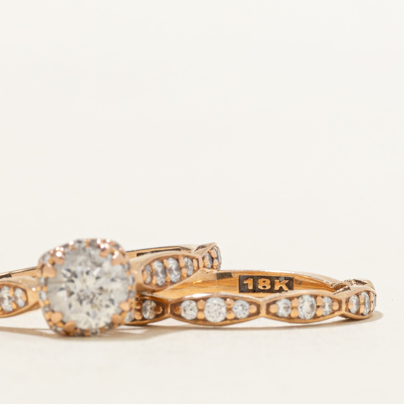 ‘Tacori’ 18k Diamond Halo Wedding Ring Set | 0.51ct  I2 F/G, 0.44ctw | SZ 6