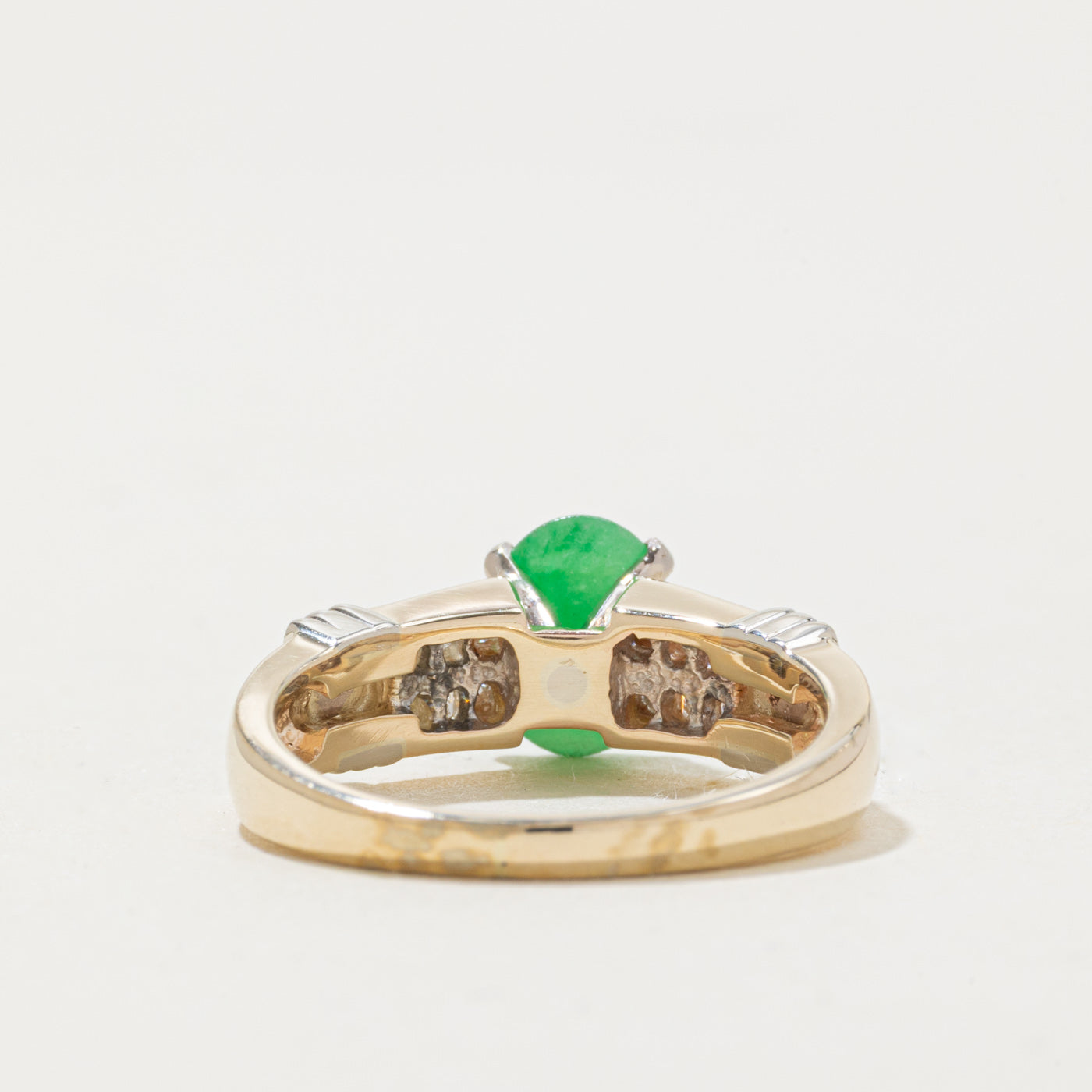 14k Jadeite & Diamond Accented Ring | 1.20ct, 0.39ctw | SZ 6.75