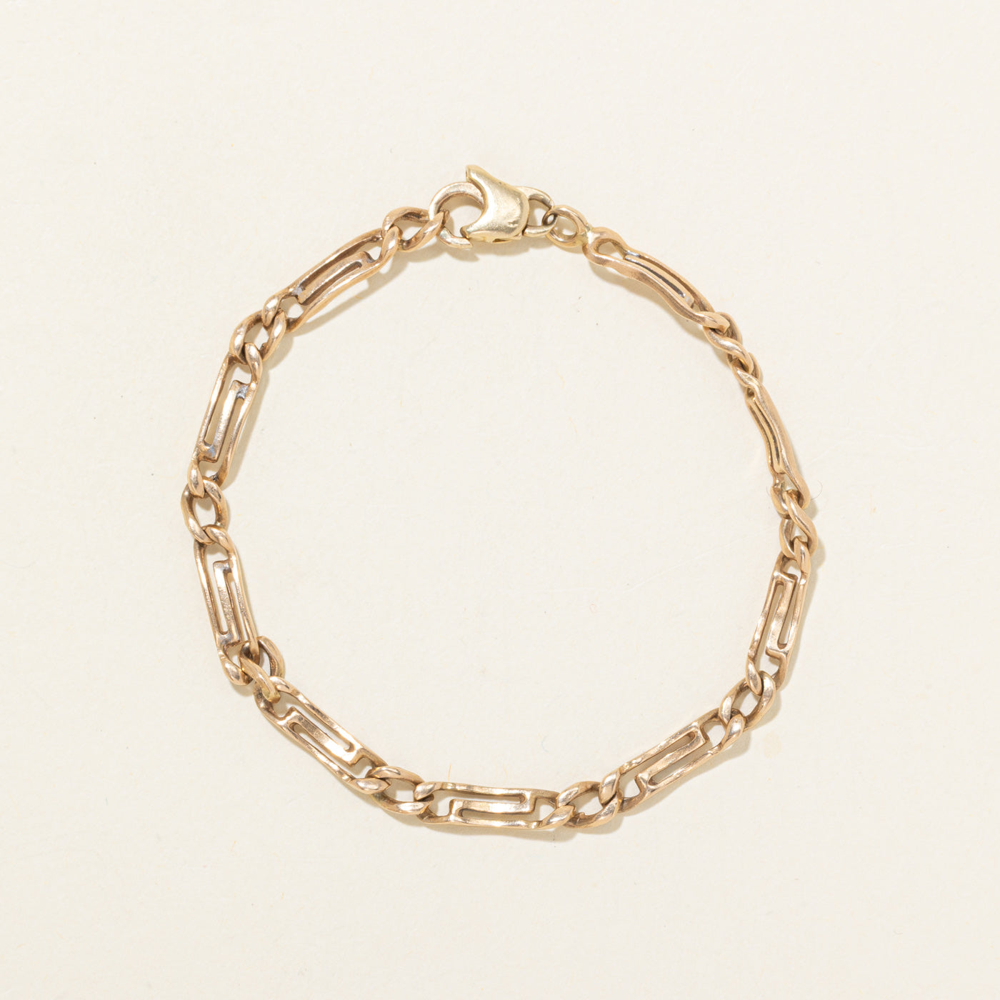 14k Yellow Gold Modified Trombone Chain Bracelet | 7