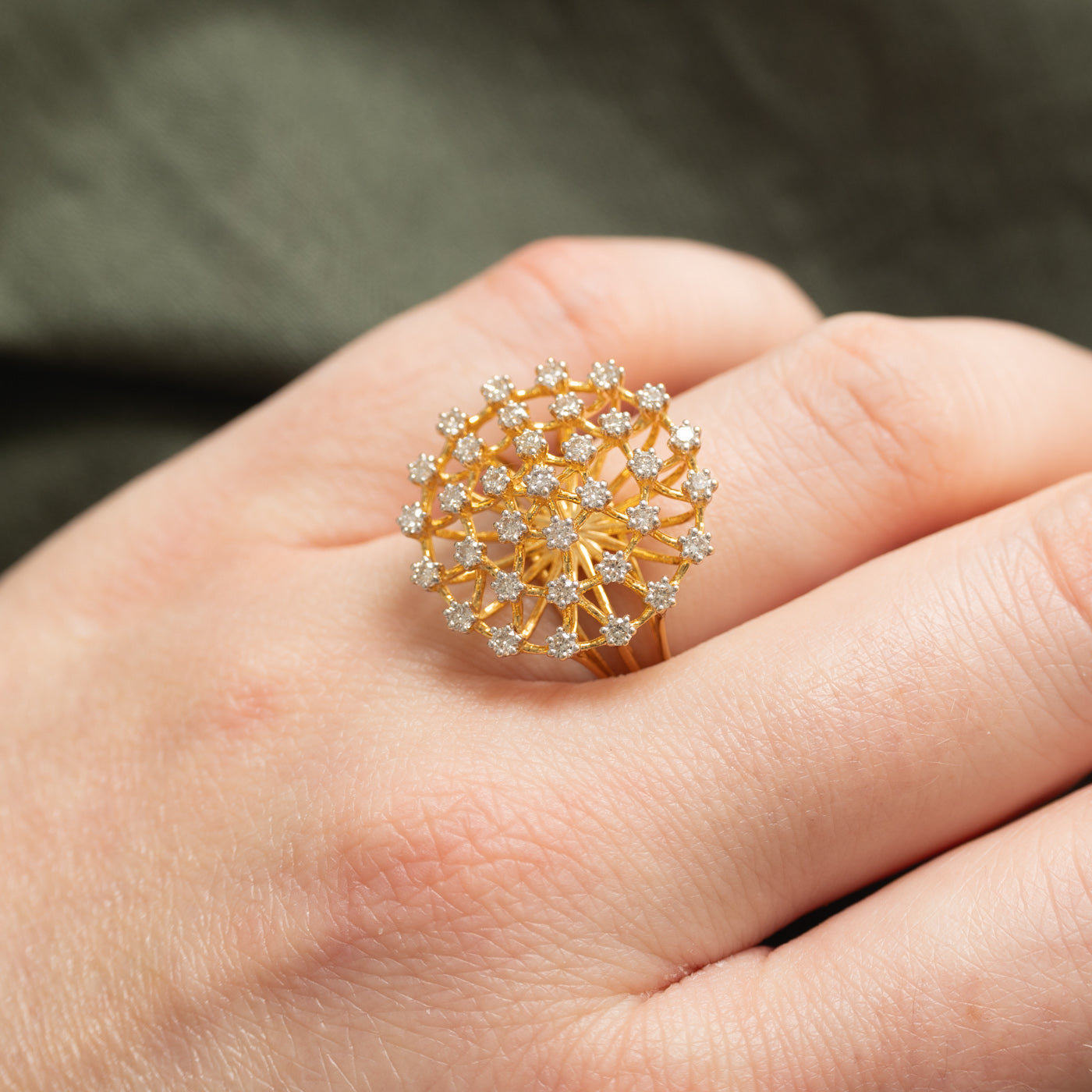 18K Diamond Round Cluster Cocktail Ring | 0.50ctw | SZ 6.5