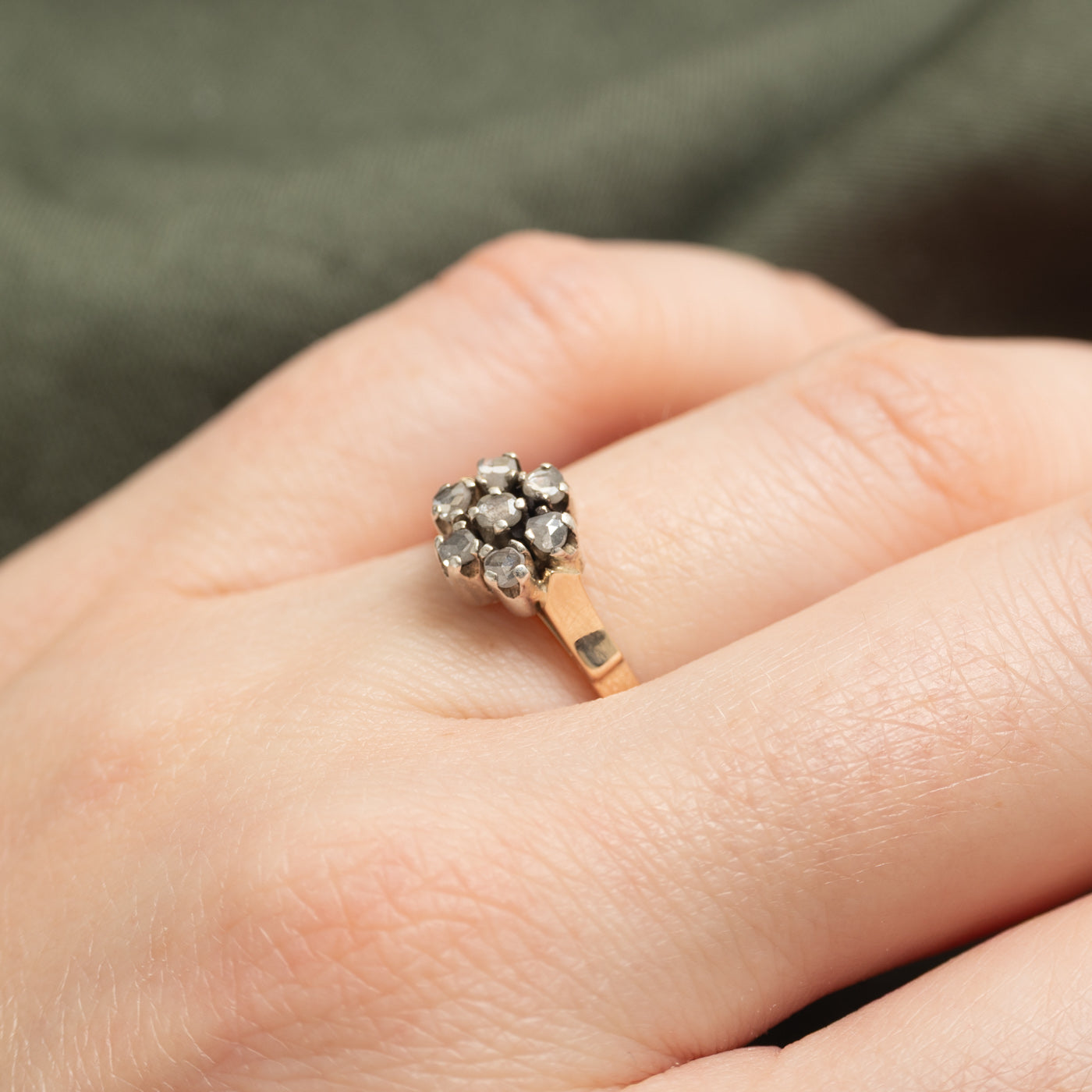 Reworked Antique 14k Rose Cut Diamond Cluster Ring | 0.27ctw | SZ 7