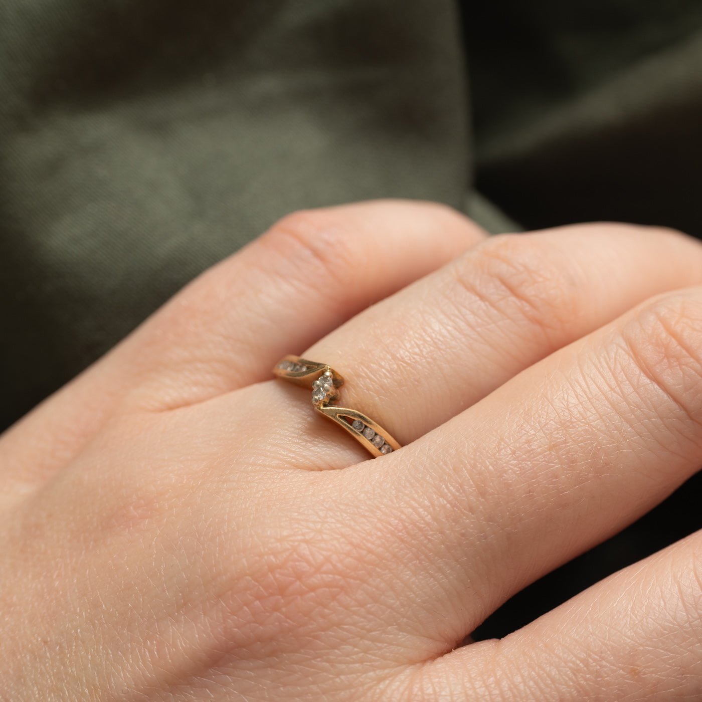 14K Diamond Petite Bypass Ring | SZ 5.5