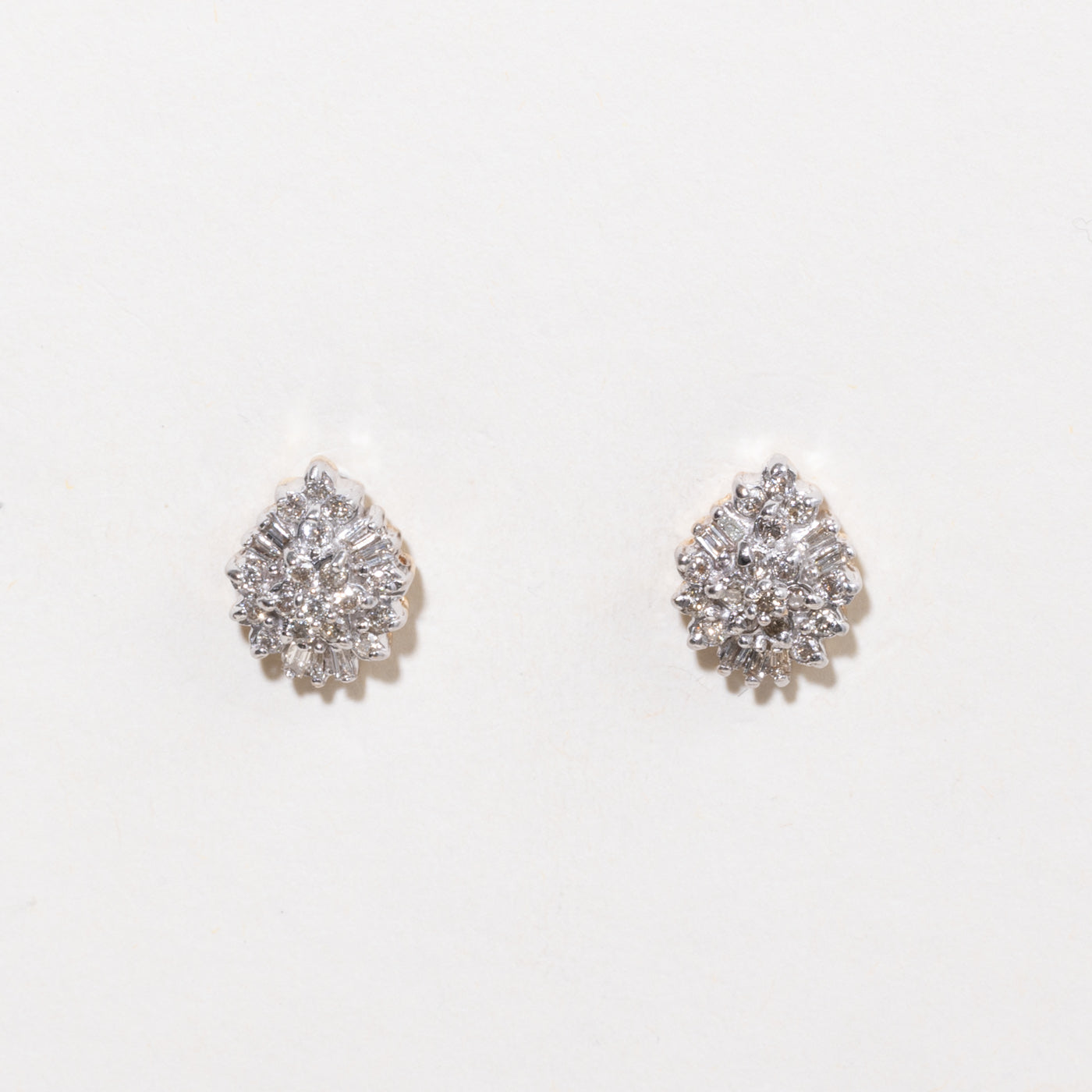 10k Diamond Cluster Pear Shaped Stud Earrings | 0.32ctw
