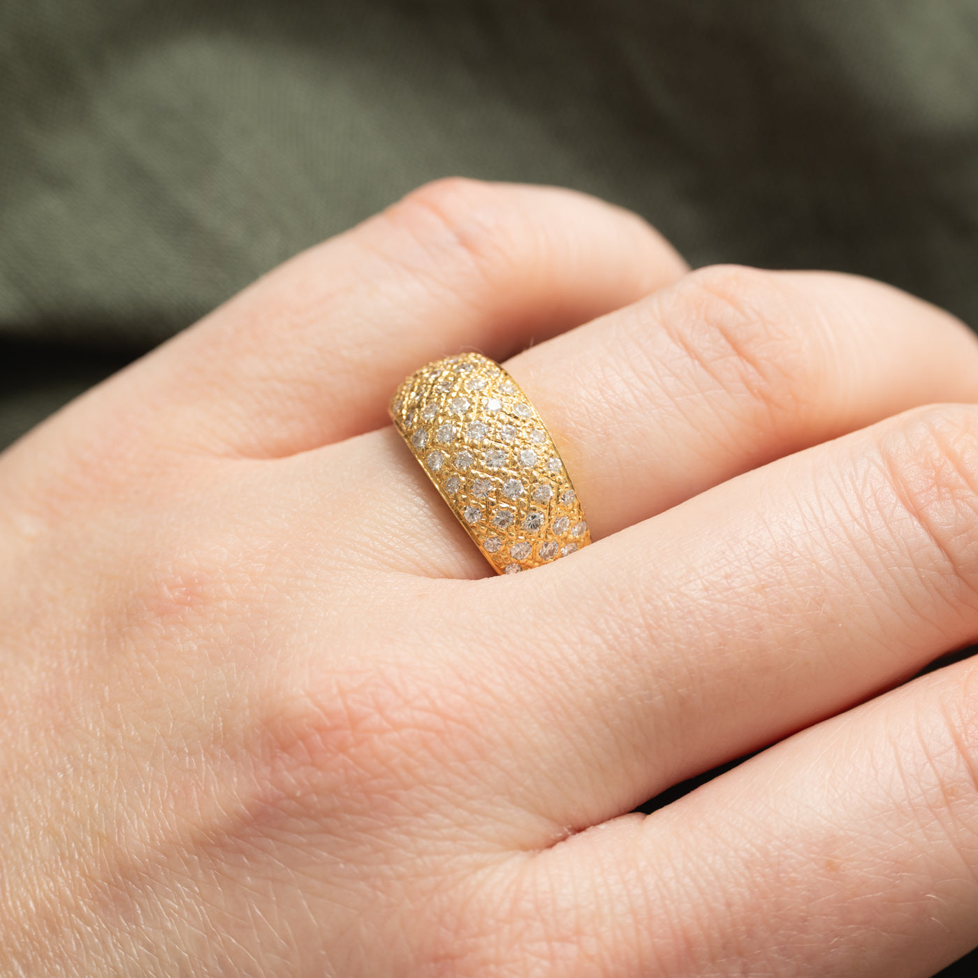 18K Diamond Textured Low Dome Ring | 0.55ctw | SZ 6.0