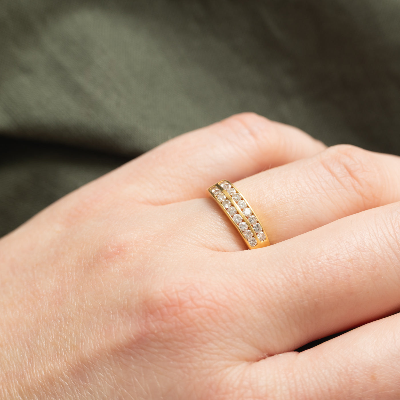 Bague double rangée de diamants 20 carats | 0,27 ct au total | Taille 5,5