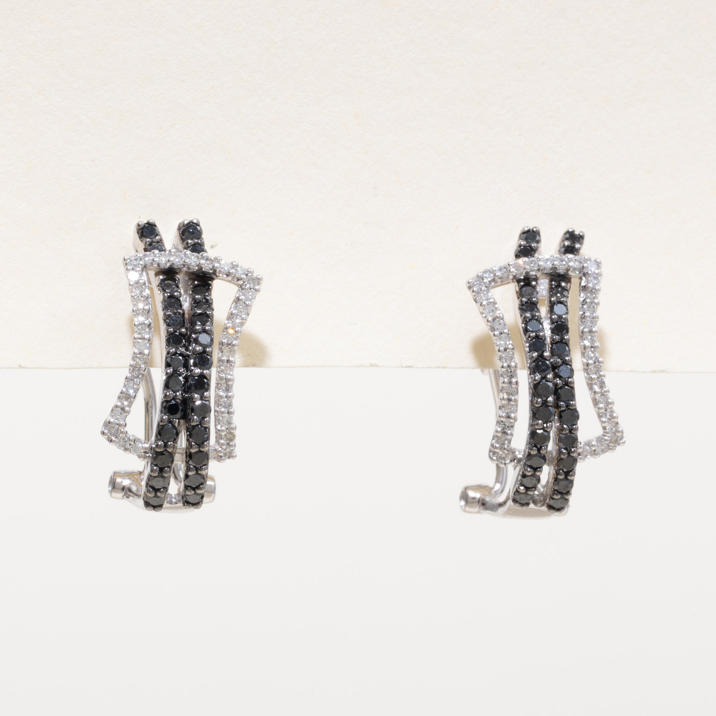 14k Black & White Diamond Geometric Drop Earrings | 0.63ct