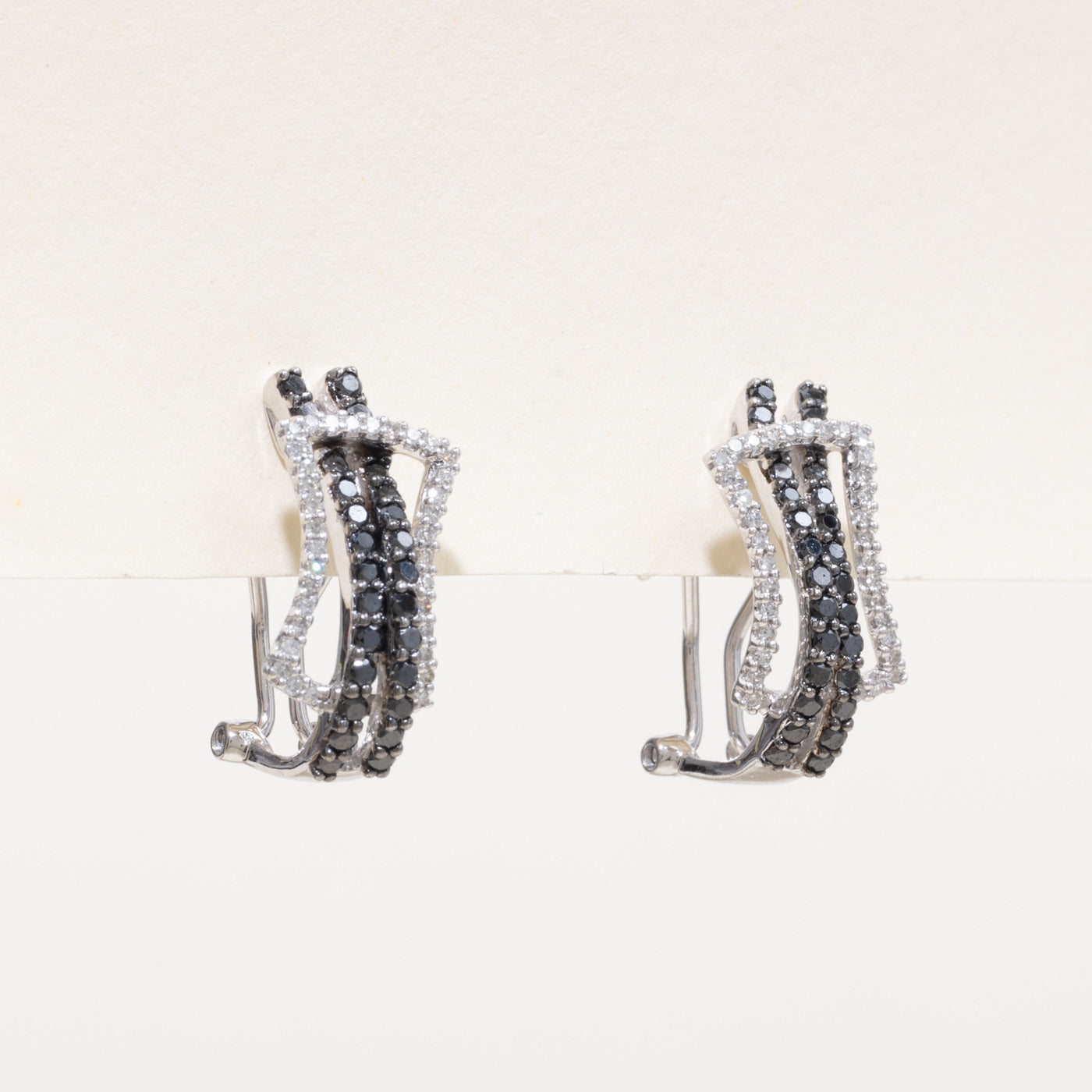 14k Black & White Diamond Geometric Drop Earrings | 0.63ct