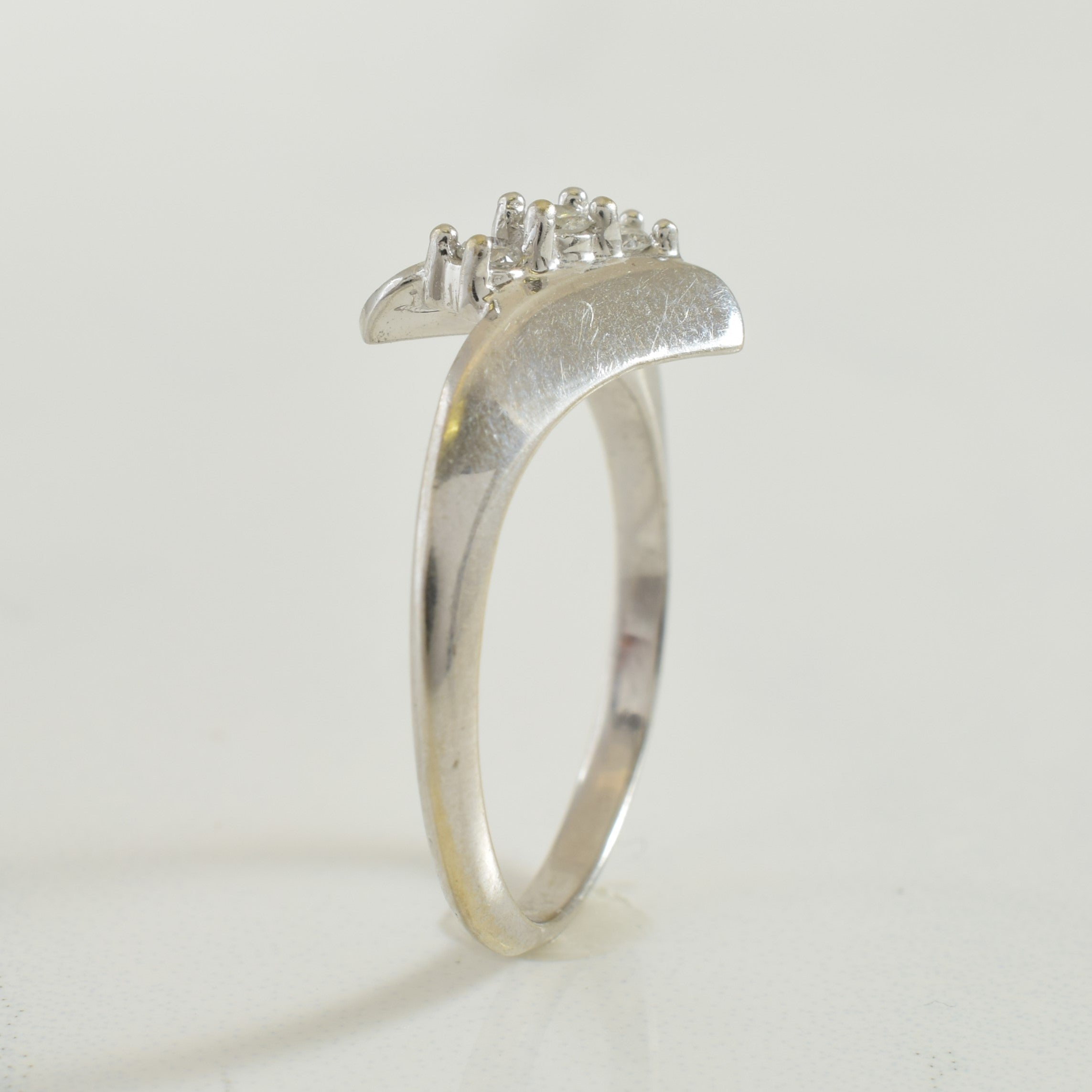 Pave Set Diamond Bypass Ring | 0.09ctw | SZ 7 |