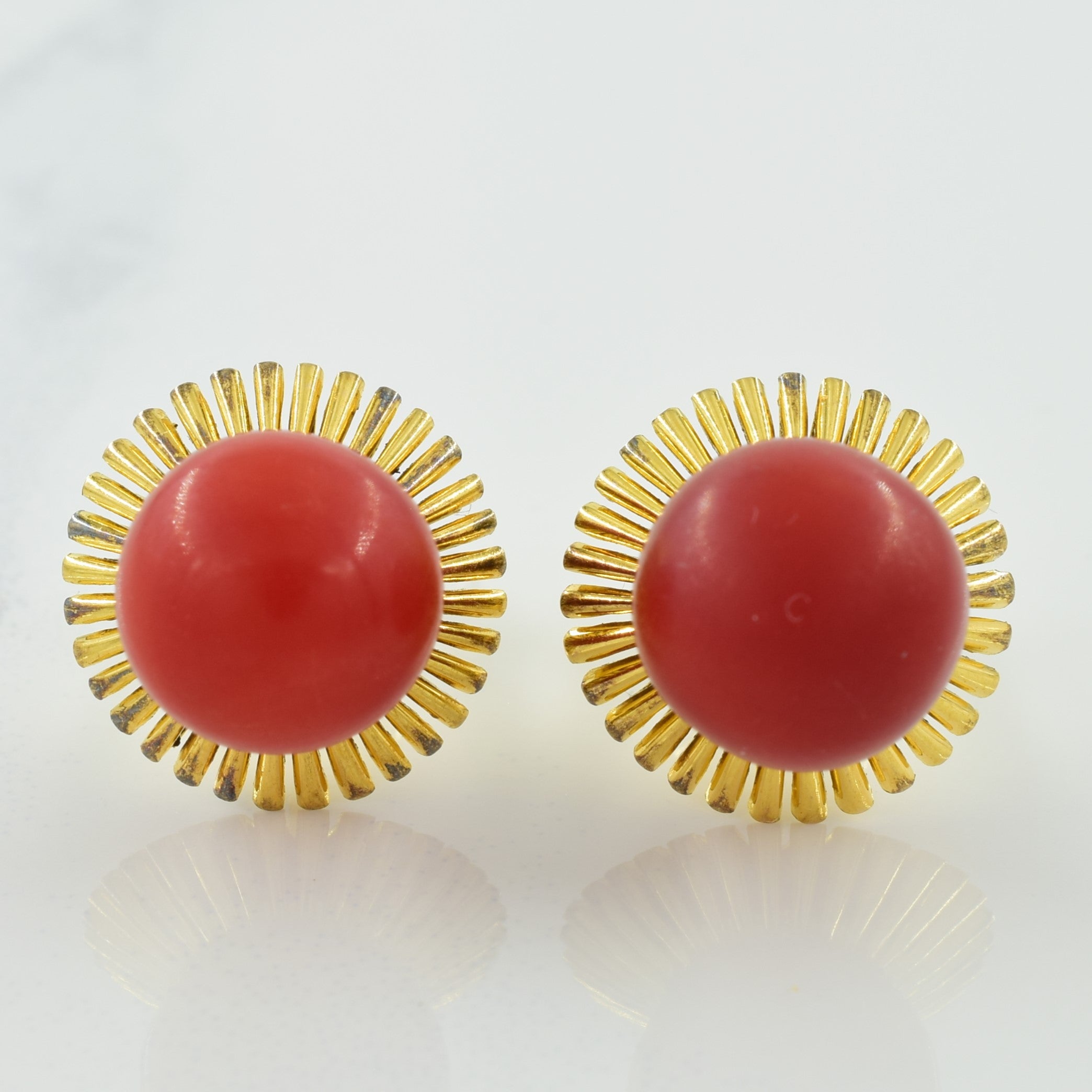 Coral stud hot sale earrings gold