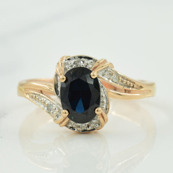 Blue Sapphire & Diamond Bypass Ring | 1.00ct, 0.02ctw | SZ 5.5 |
