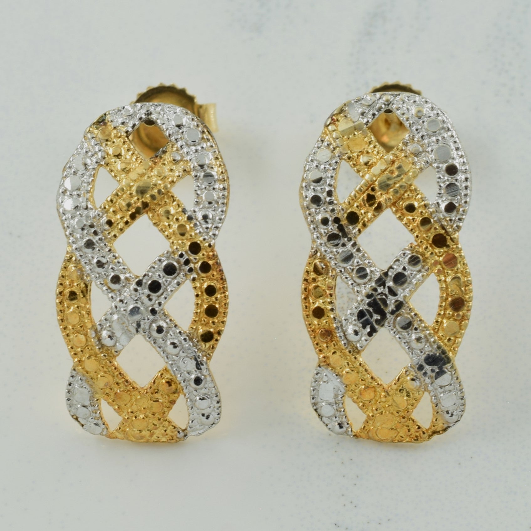 Boucles d'oreilles pendantes en or bicolore 10 carats 