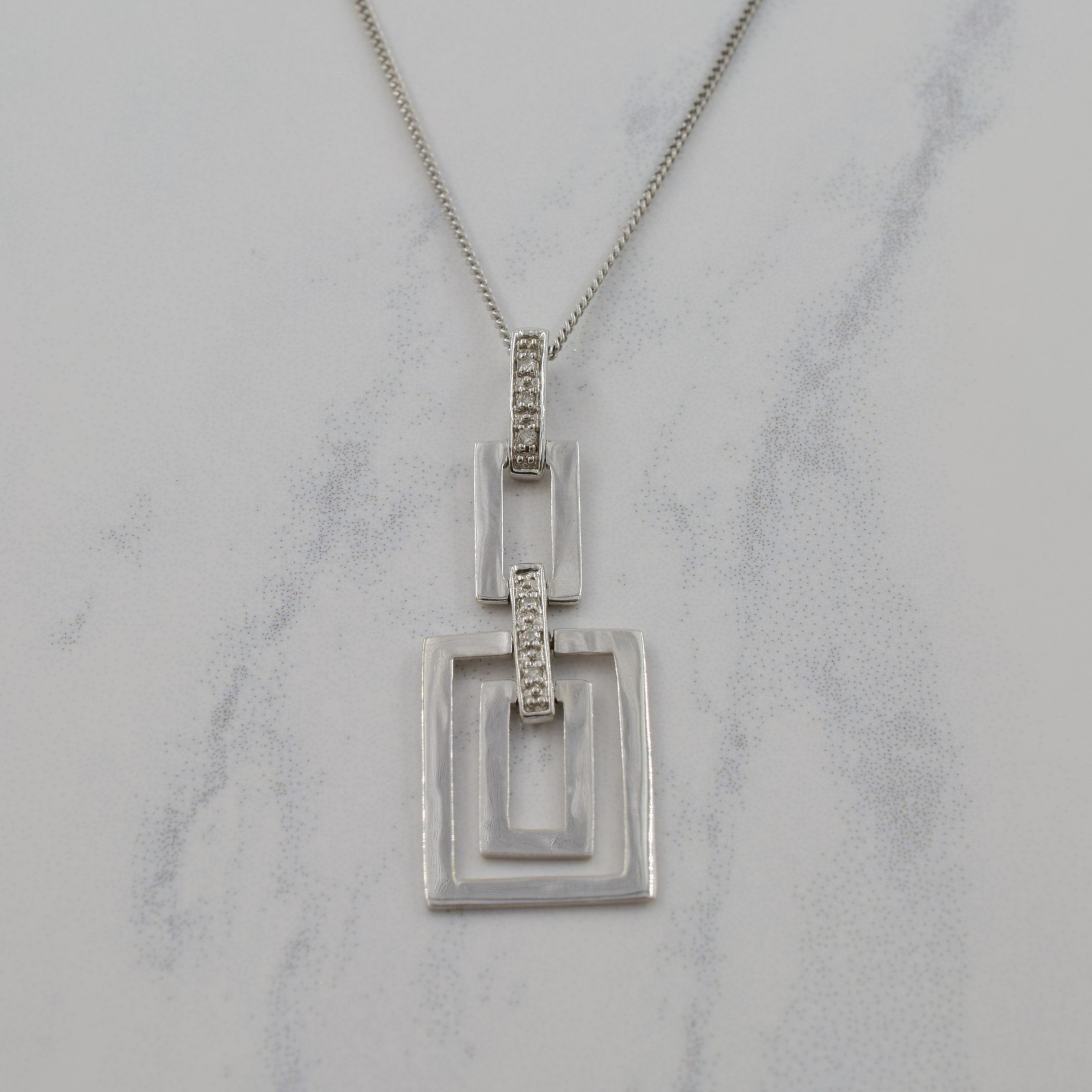 Diamond Art Deco Pendant Necklace | 0.03ctw | 18.25" |