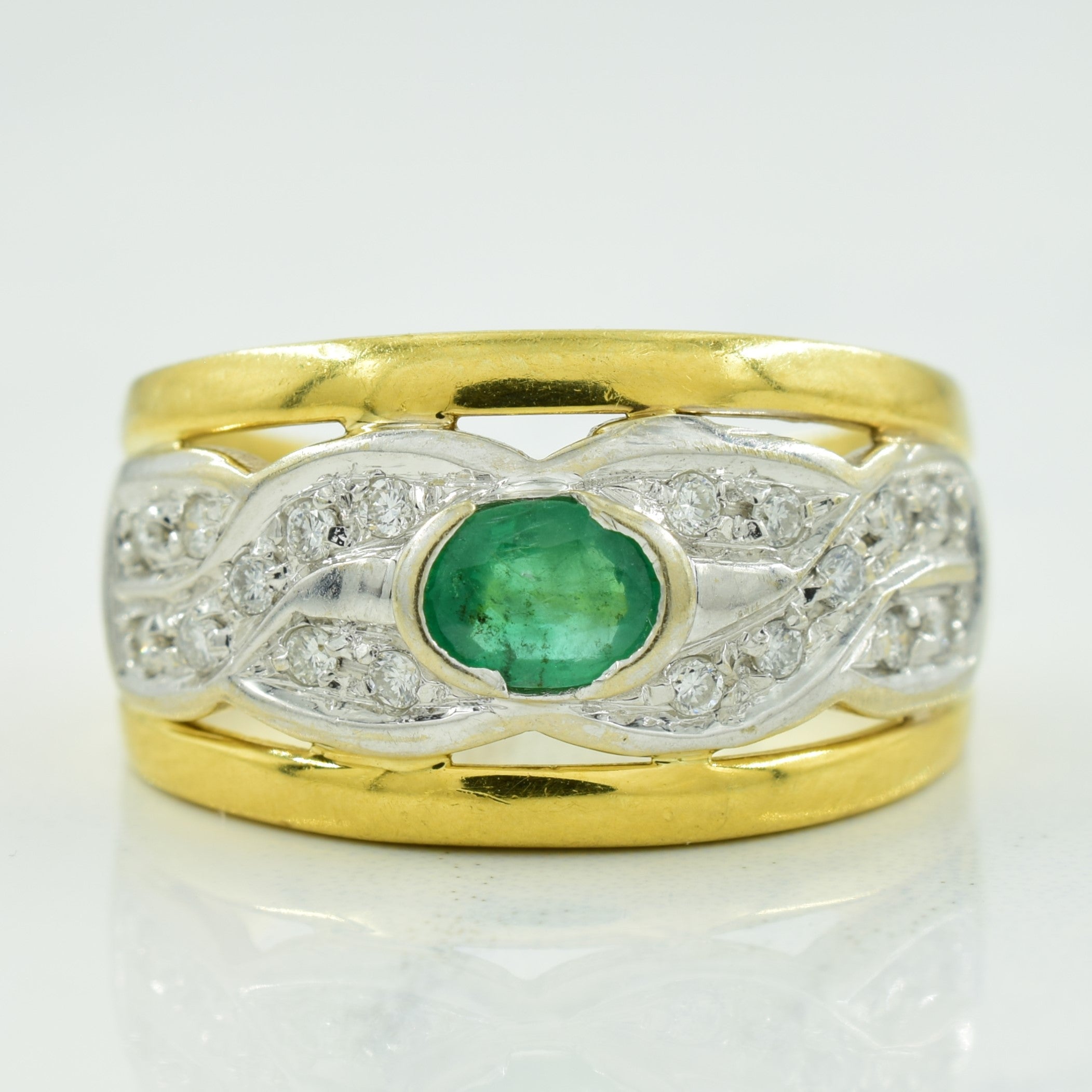 Emerald & Diamond Ring | 0.32ct, 0.18ctw | SZ 6 |