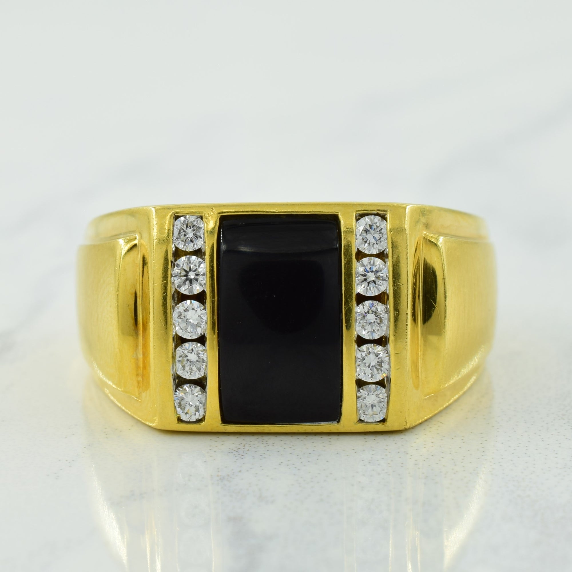 Onyx & Diamond Ring | 1.80ct, 0.30ctw | SZ 10 |