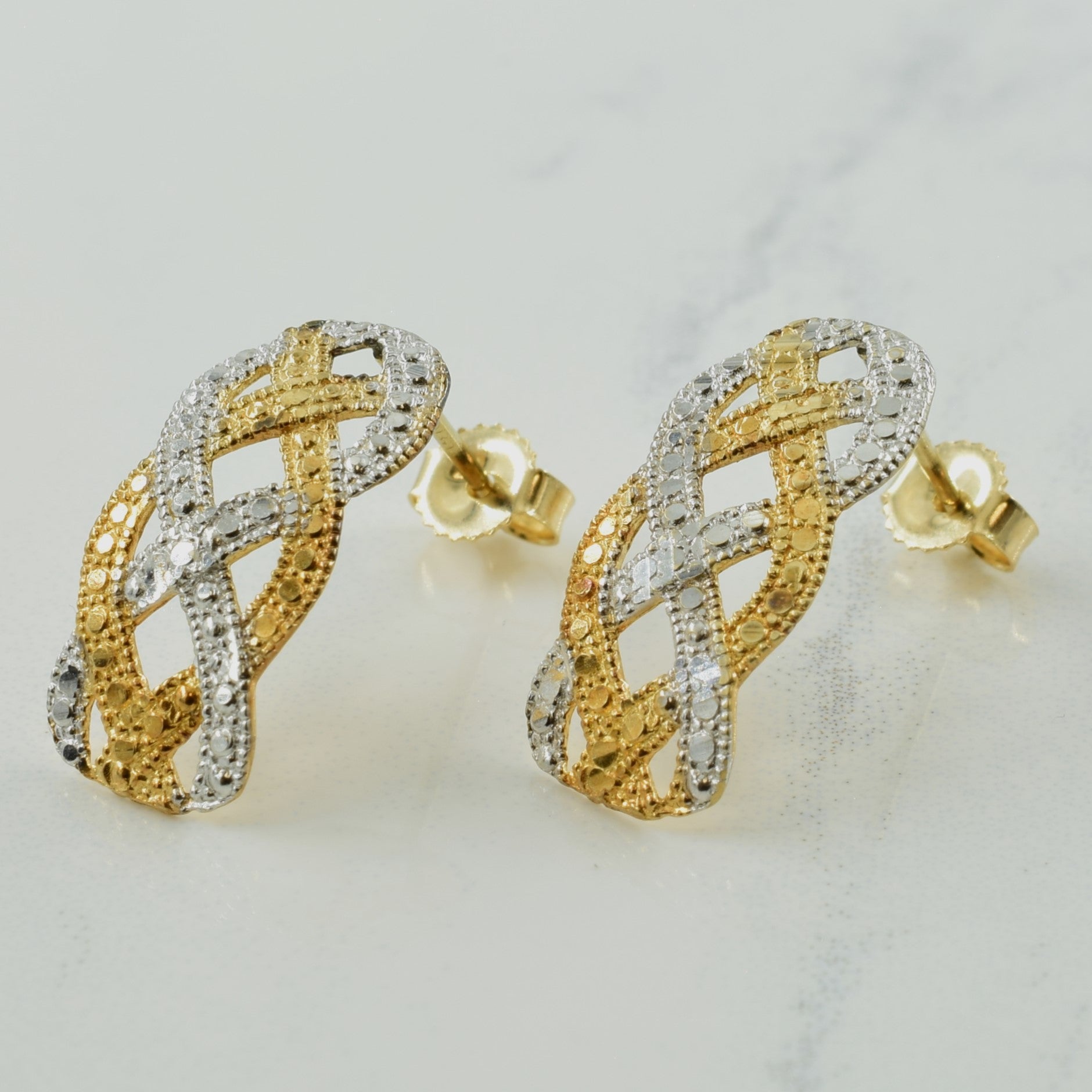 Boucles d'oreilles pendantes en or bicolore 10 carats 