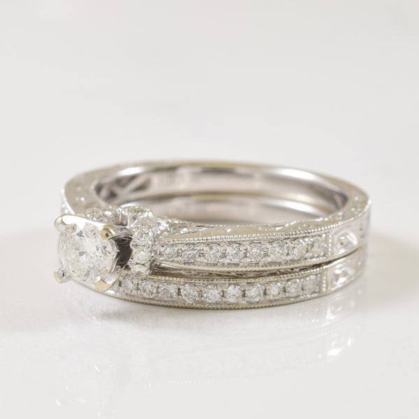 Diamond Engagement Ring & Wedding Band Set | 0.58ctw | SZ 7 |