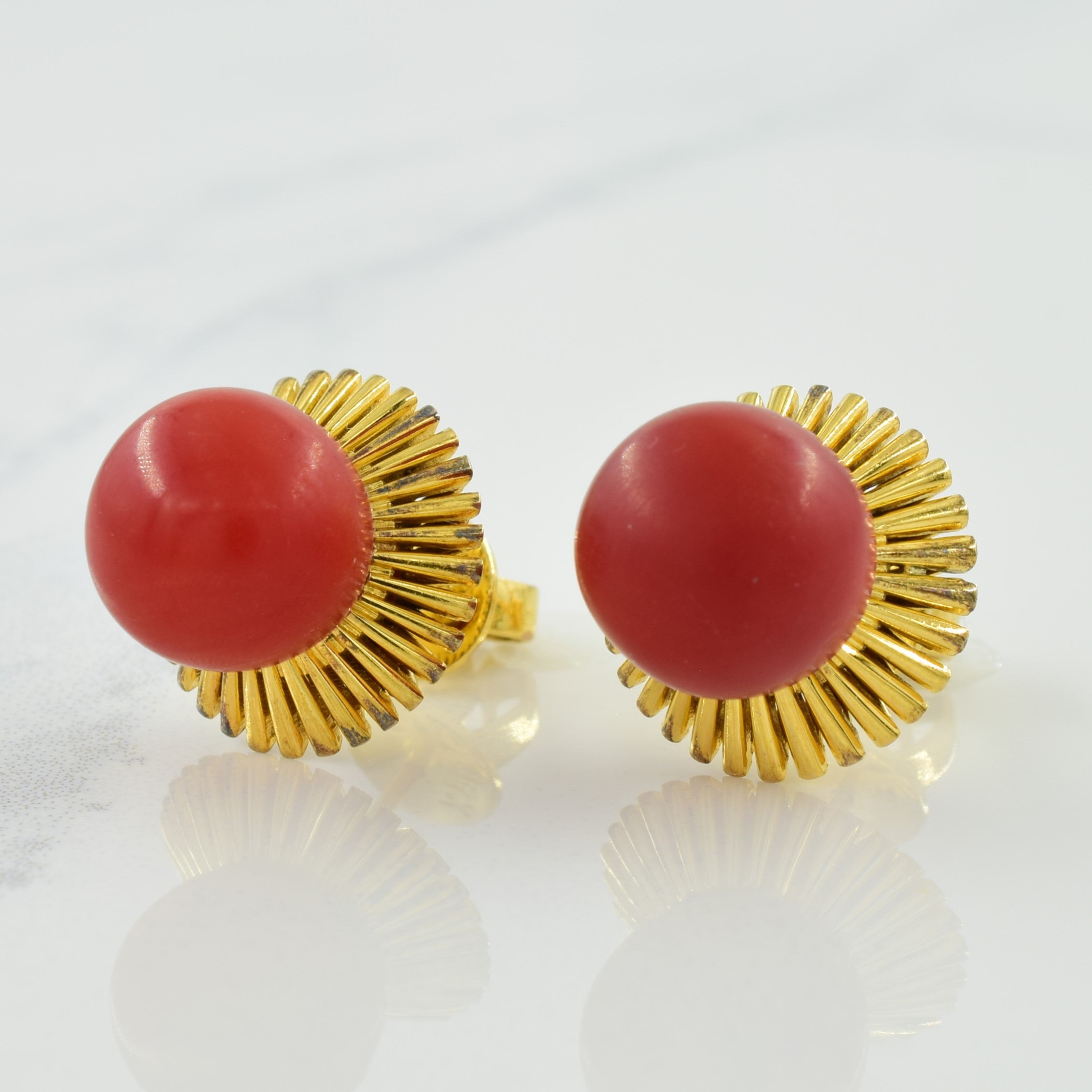 Coral Stud Earrings | 13.50ctw |