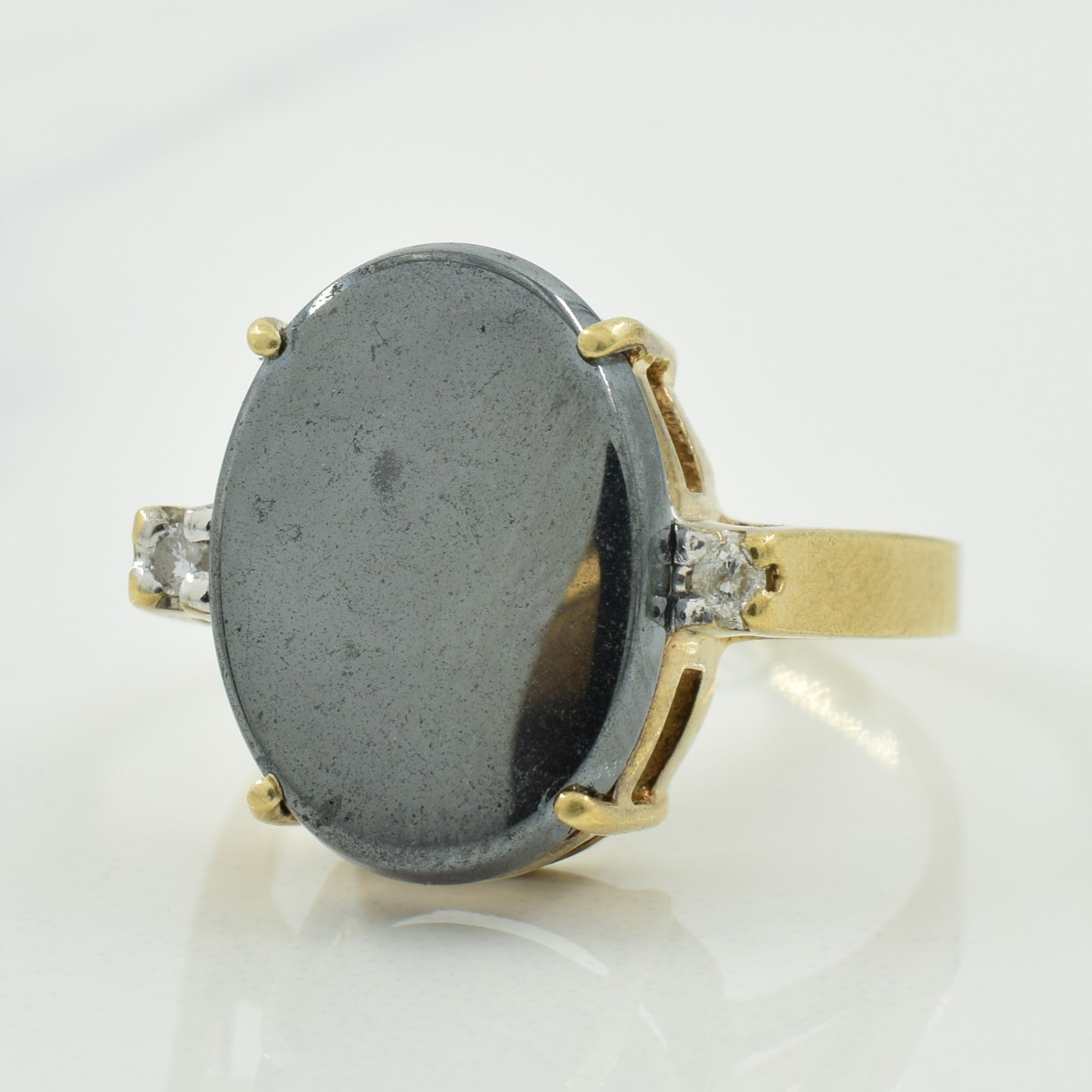 Hematite & Diamond Cocktail Ring | 7.60ct, 0.05ctw | SZ 8 |