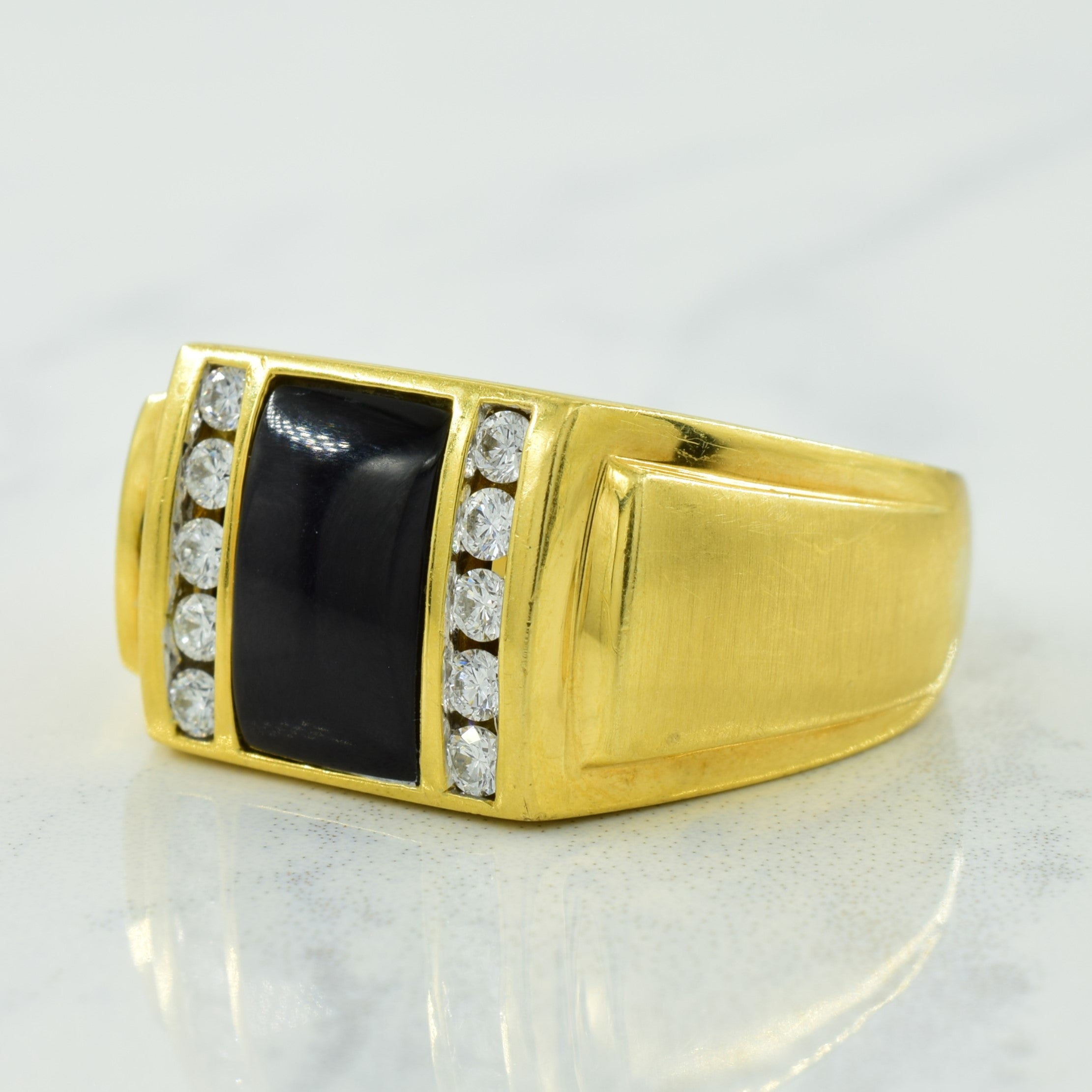 Onyx & Diamond Ring | 1.80ct, 0.30ctw | SZ 10 |