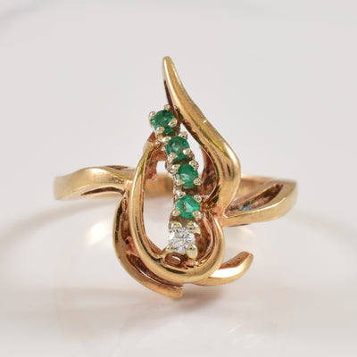 Emerald & Diamond Bypass Ring | 0.08ctw, 0.02ctw | SZ 7 |