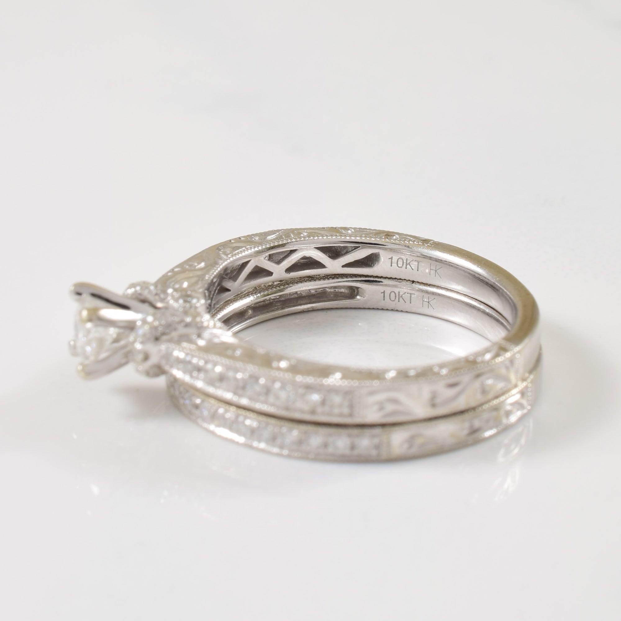 Diamond Engagement Ring & Wedding Band Set | 0.58ctw | SZ 7 |