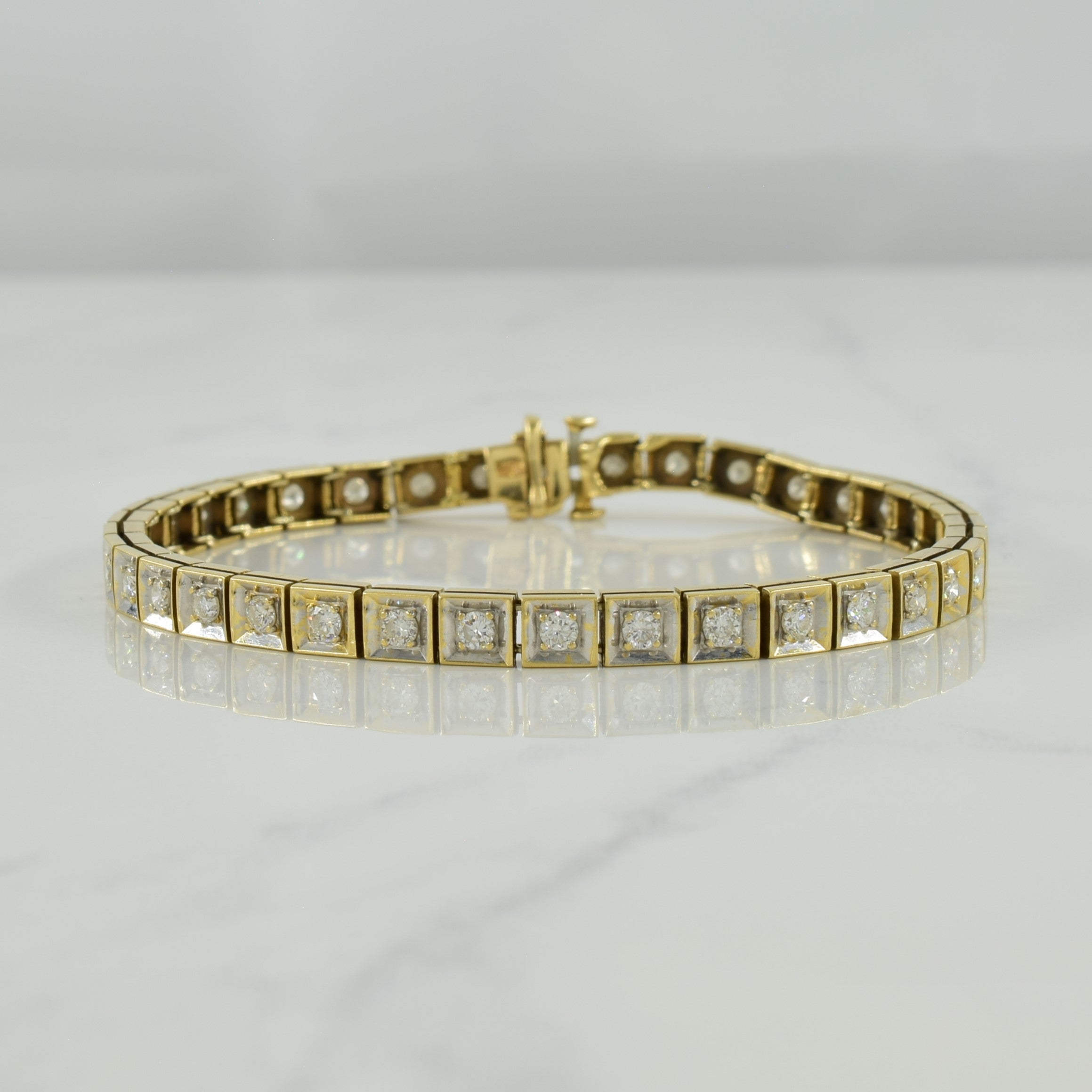 Two Tone Gold Diamond Tennis Bracelet | 4.56ctw | 7.25" |
