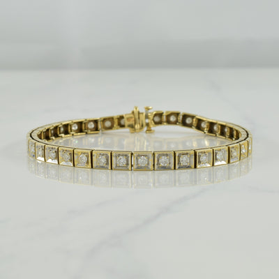 Two Tone Gold Diamond Tennis Bracelet | 4.56ctw | 7.25