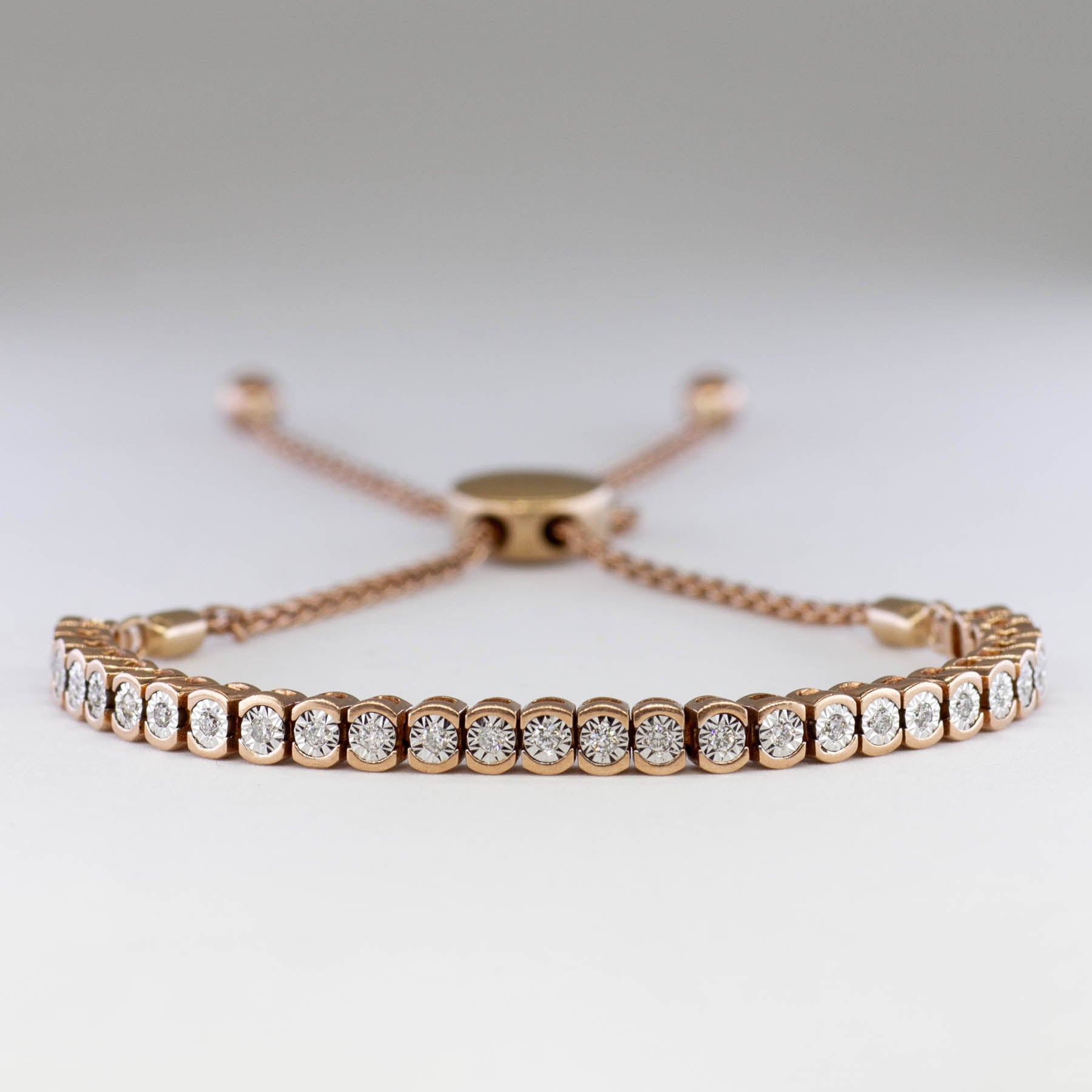 10k Adjustable Diamond Tennis Bracelet | 0.20ctw | Up to 9.5