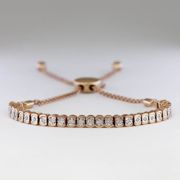 10k Adjustable Diamond Tennis Bracelet | 0.20ctw | Up to 9.5