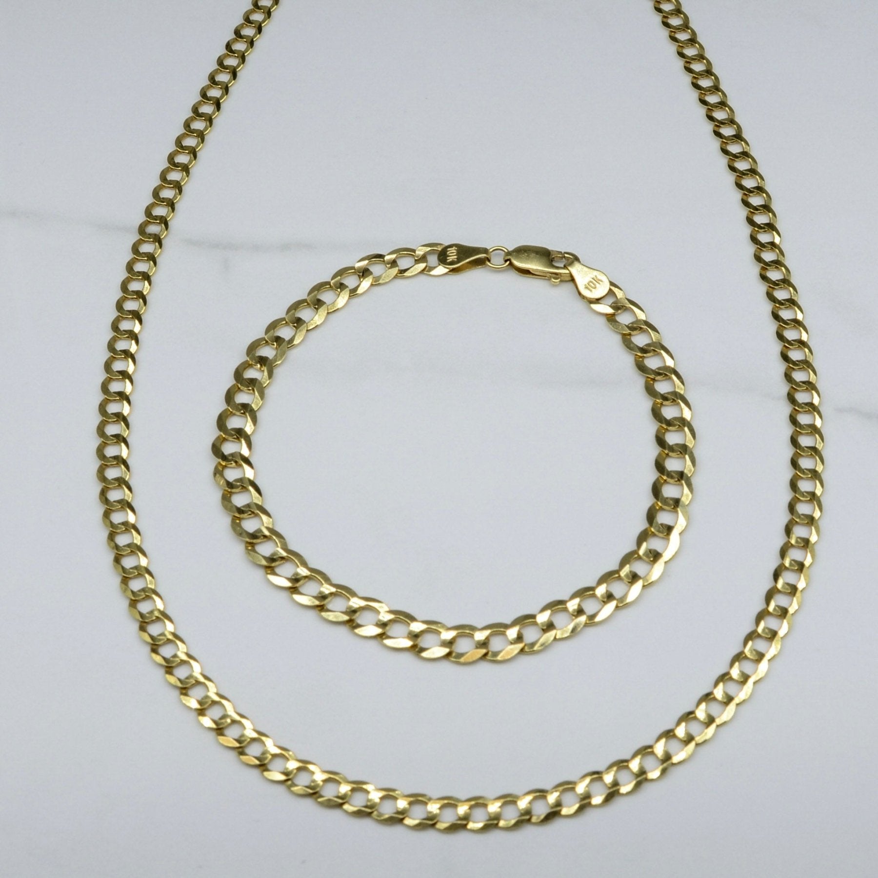 10k Curb Chain Necklace & Bracelet Set | - 100 Ways