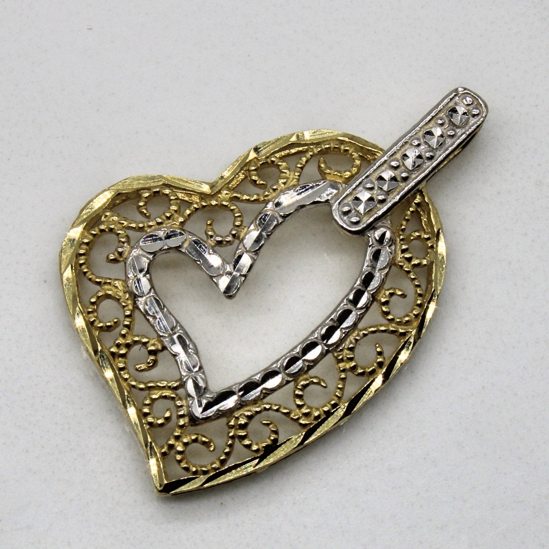 10k Duo Tone Gold Heart Pendant | - 100 Ways