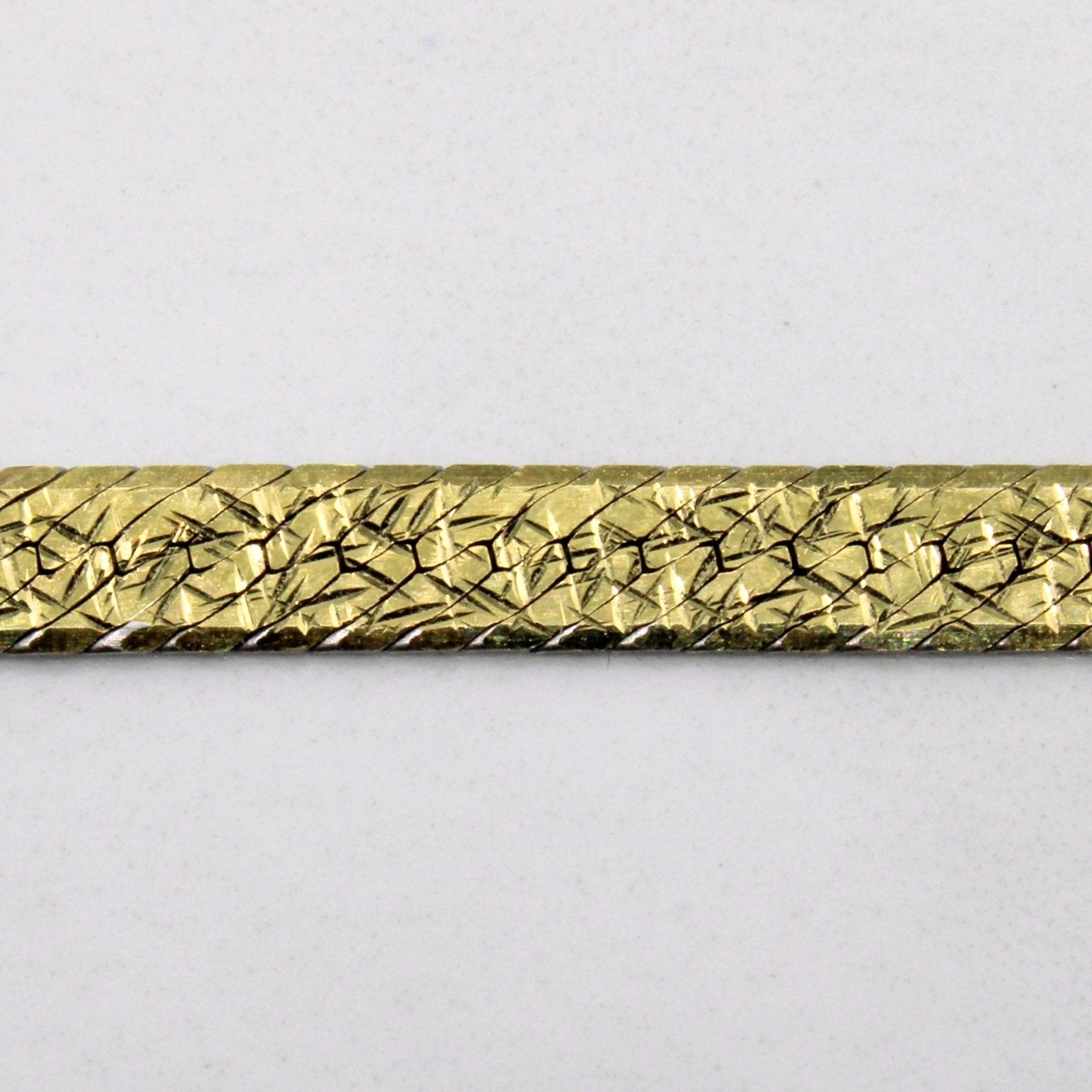 10k Reversible Nugget Detailed Herringbone Chain | 18" | - 100 Ways