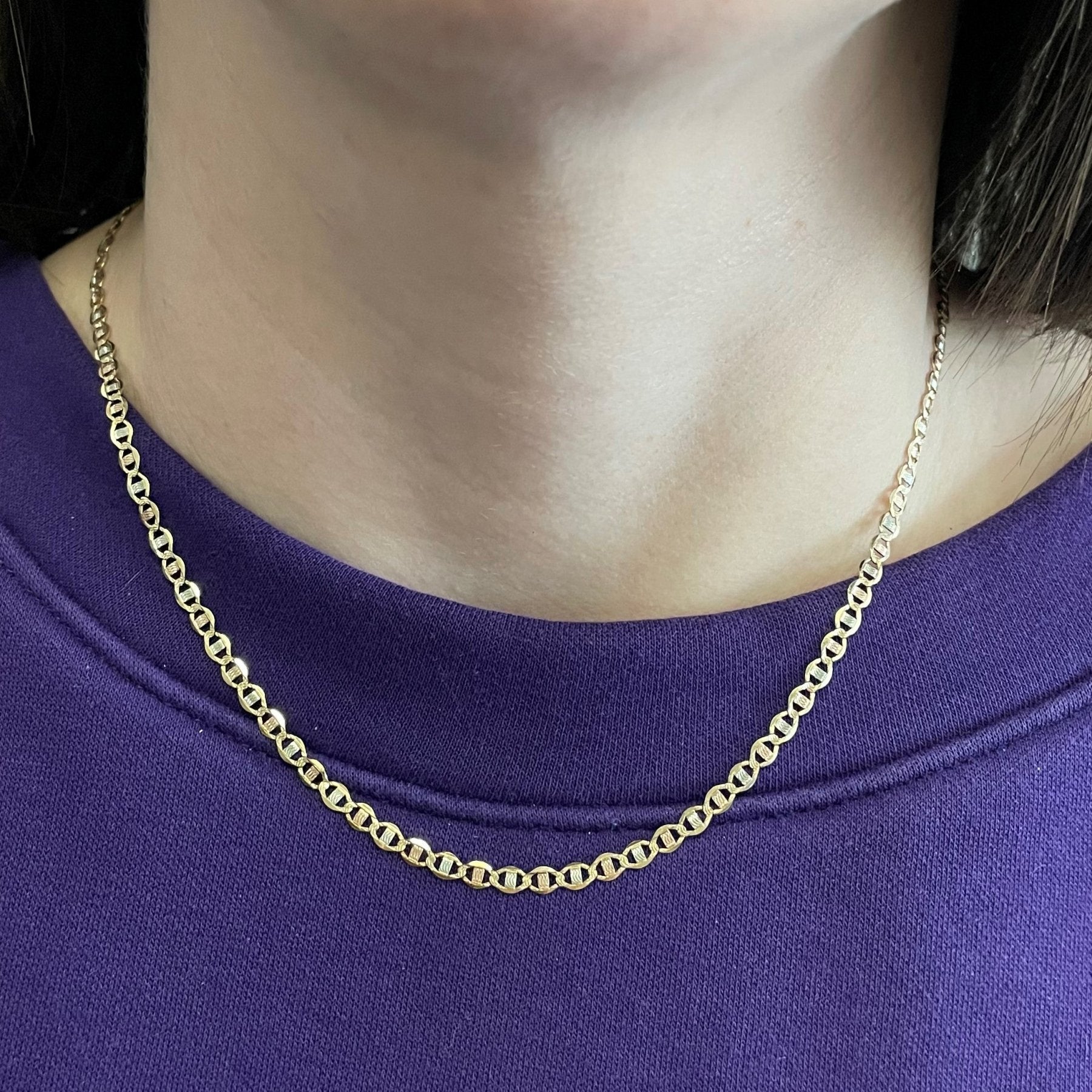 10k Tri Tone Gold Anchor Chain | 18" | - 100 Ways