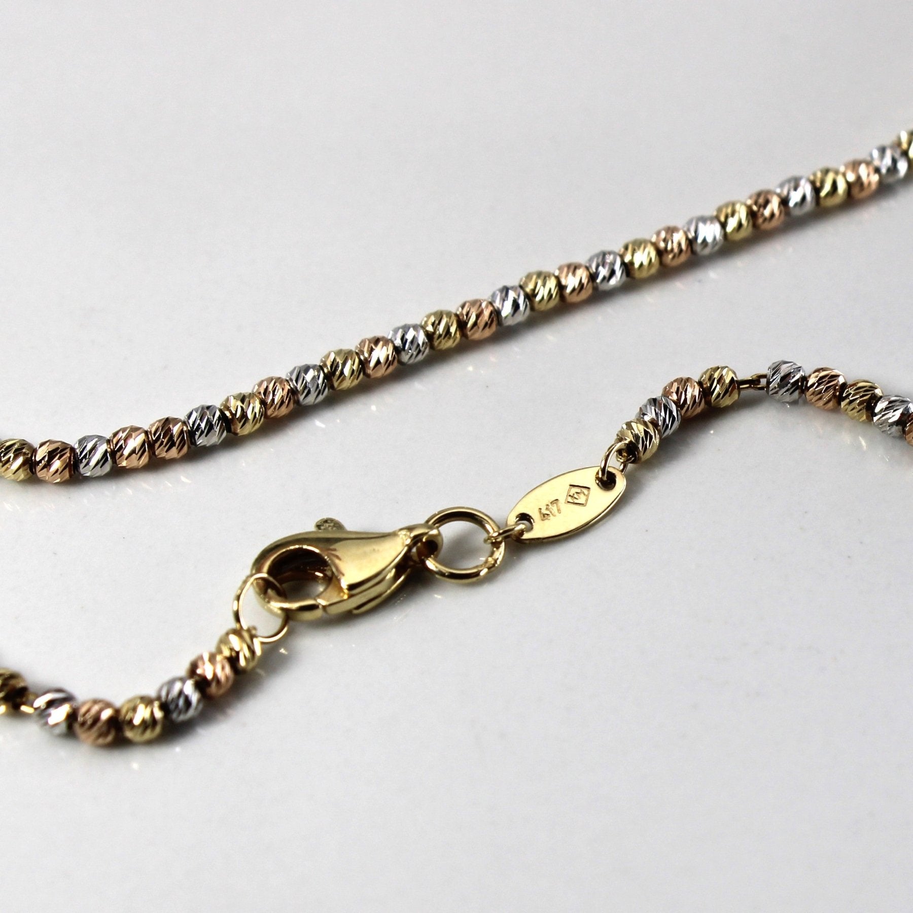 10k Tri Tone Gold Beaded Chain | 18"| - 100 Ways