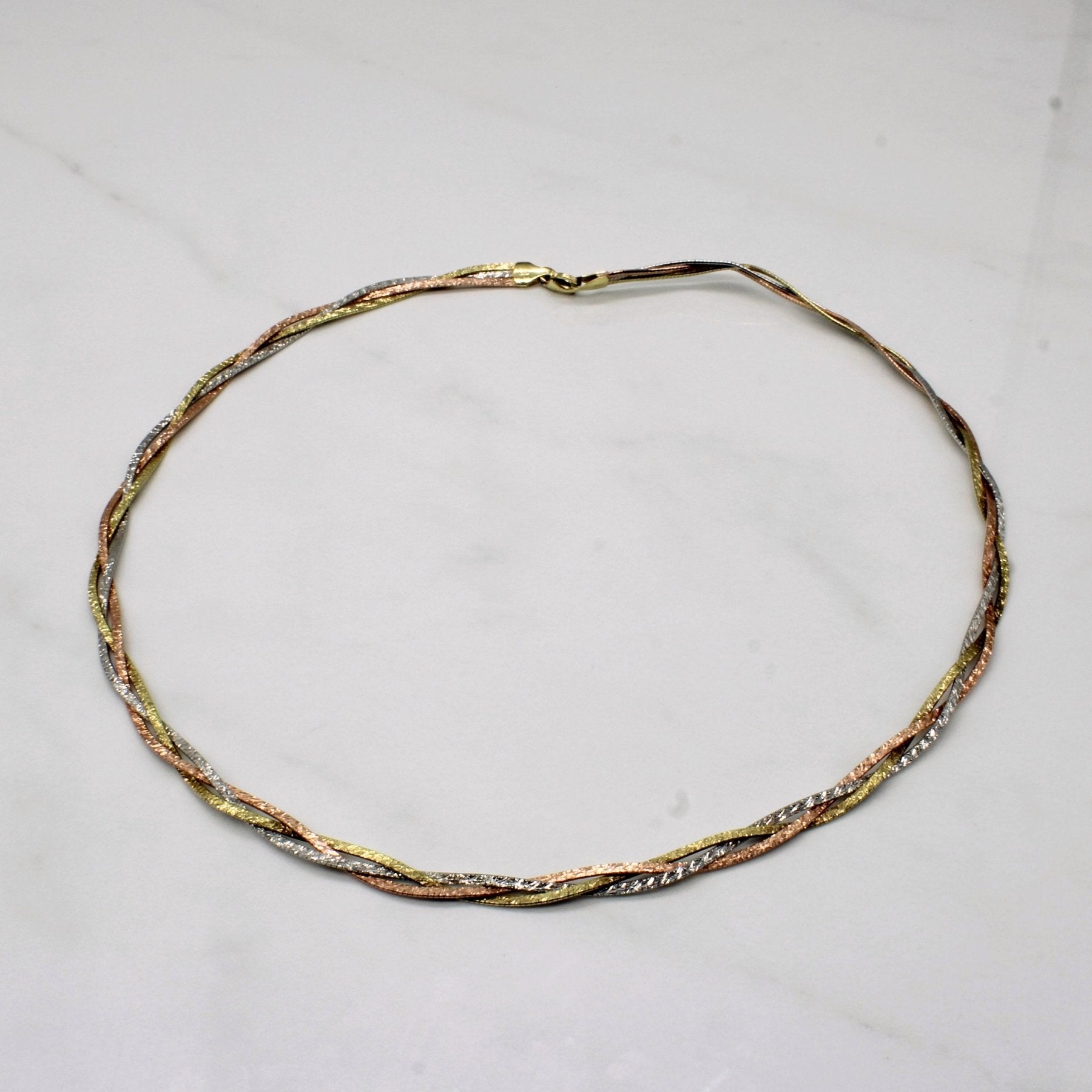 10k Tri Tone Gold Braided Chain | 16