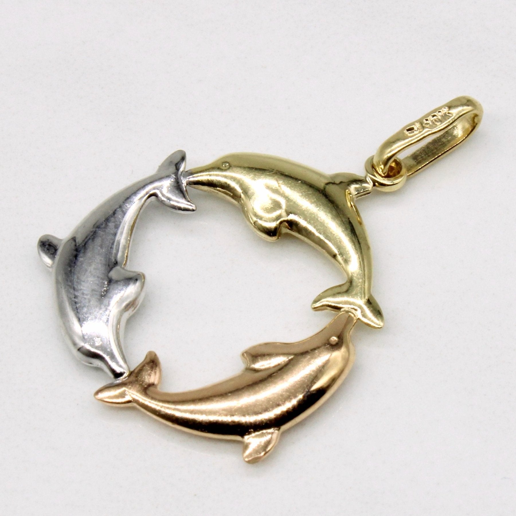 10k Tri Tone Gold Dolphin Wreath Charm - 100 Ways