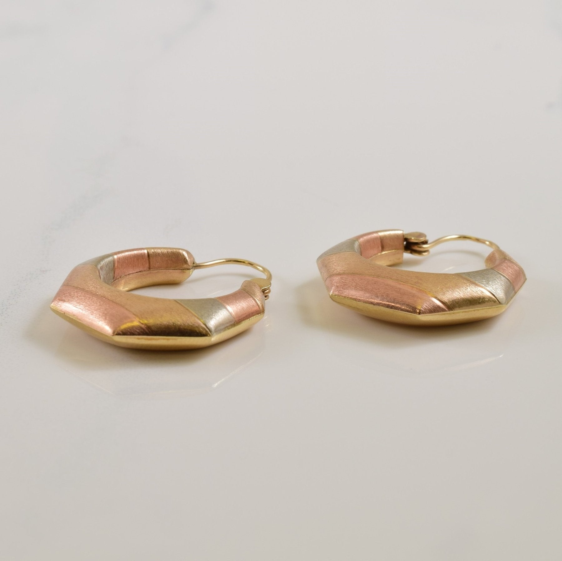 10k Tri Tone Gold Hoop Earrings | - 100 Ways